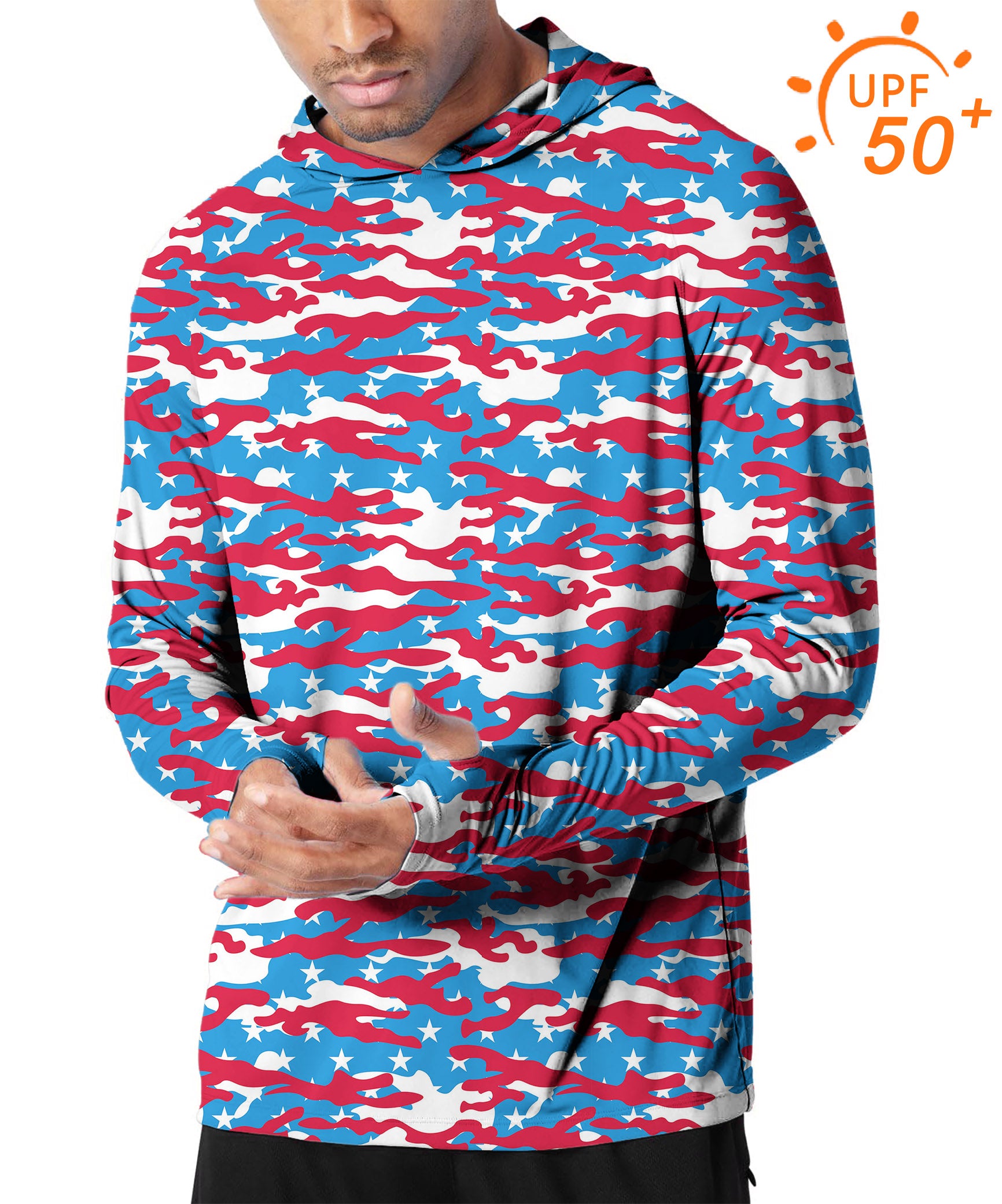 Men's Outdoor Patriotic Camo Golf Sun Protection Slim Fit hoodies