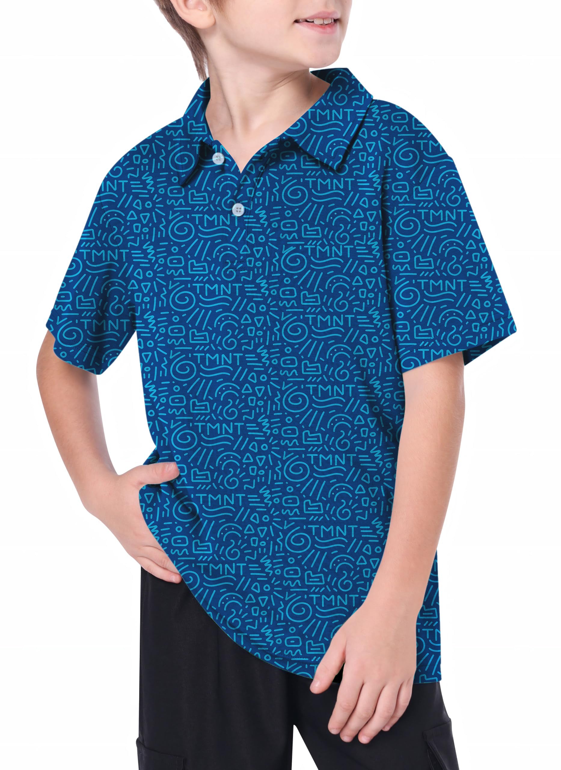 TMNT - Blue Doodle Youth Golf Polo