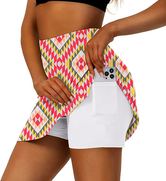 Women's Eco Friendly Bold Vibrations Polo Golf Skirts Inner Shorts Pocket