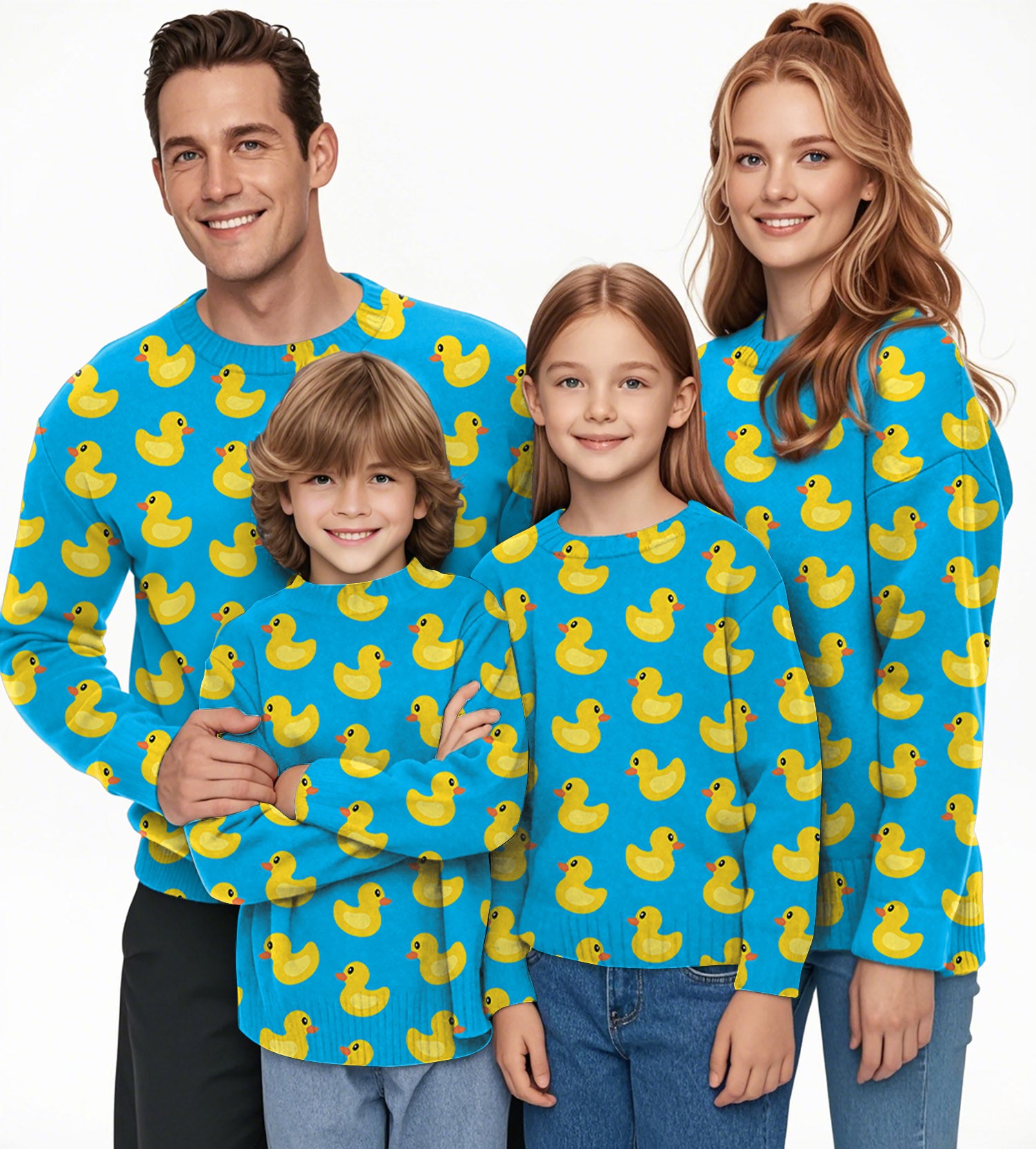 Yellow duck Crewneck Pullover Ugly Sweater Men Women boy girl family