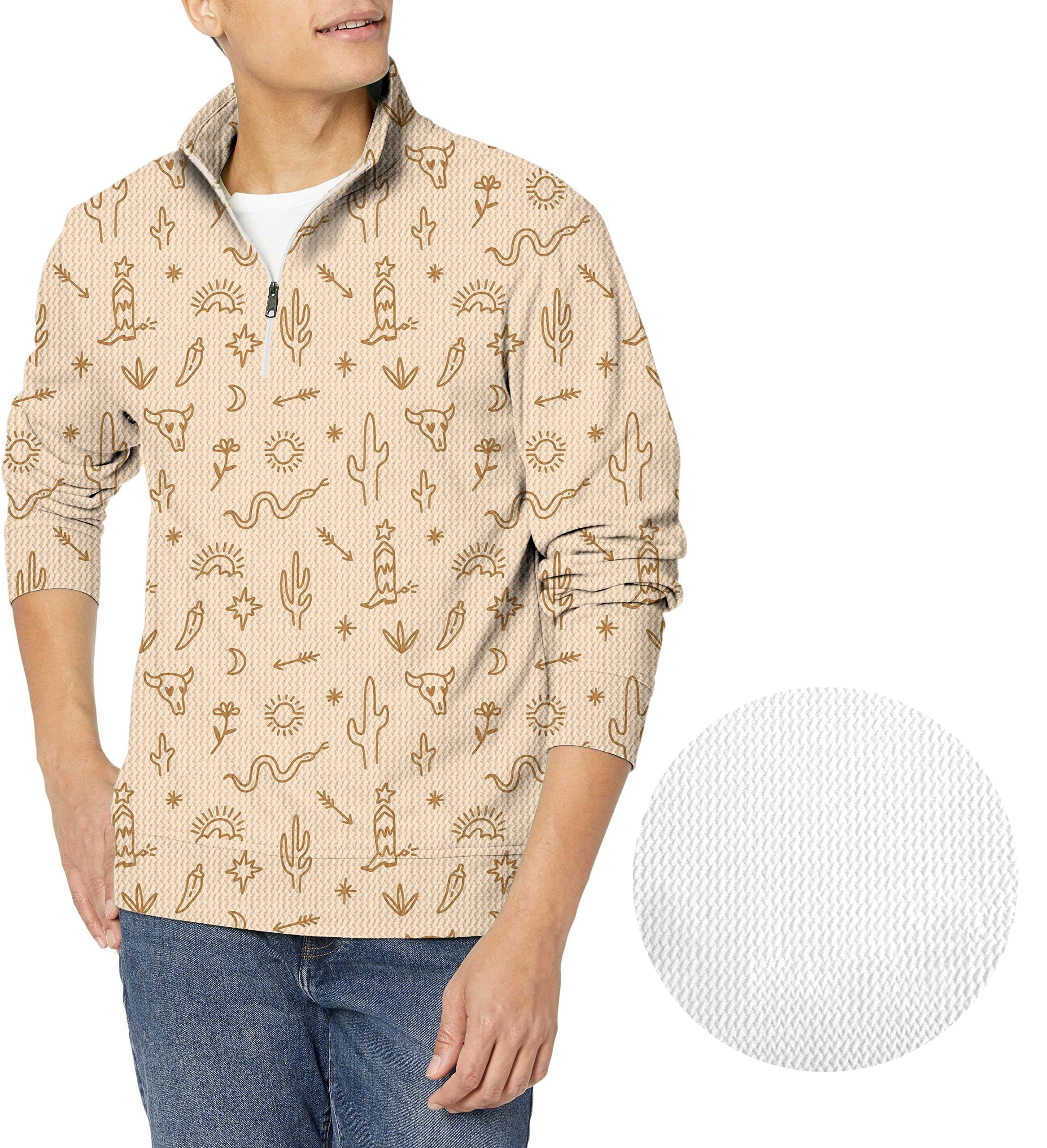 Western Vibes-Men's Golf Waffle Zipper Pullover