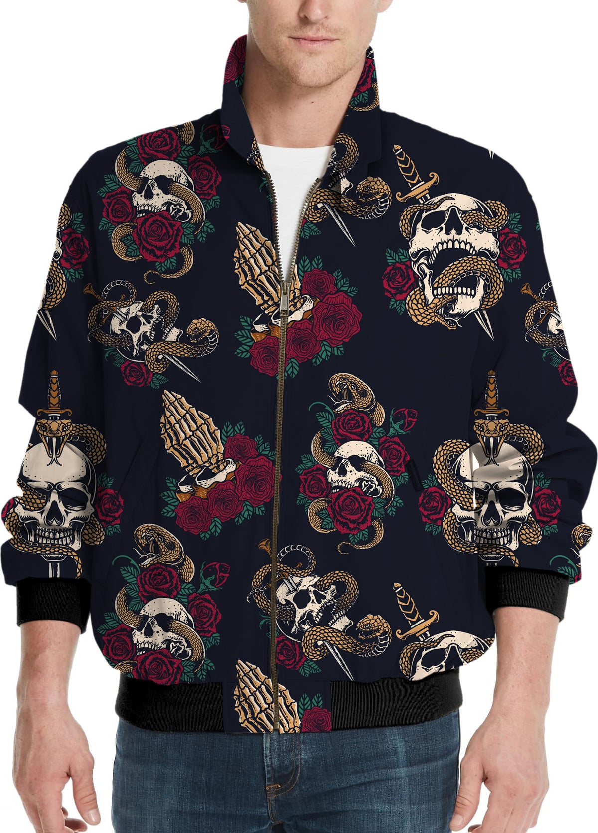 Halloween Snake Skeleton Men's Golf Windbreaker Light Jacket