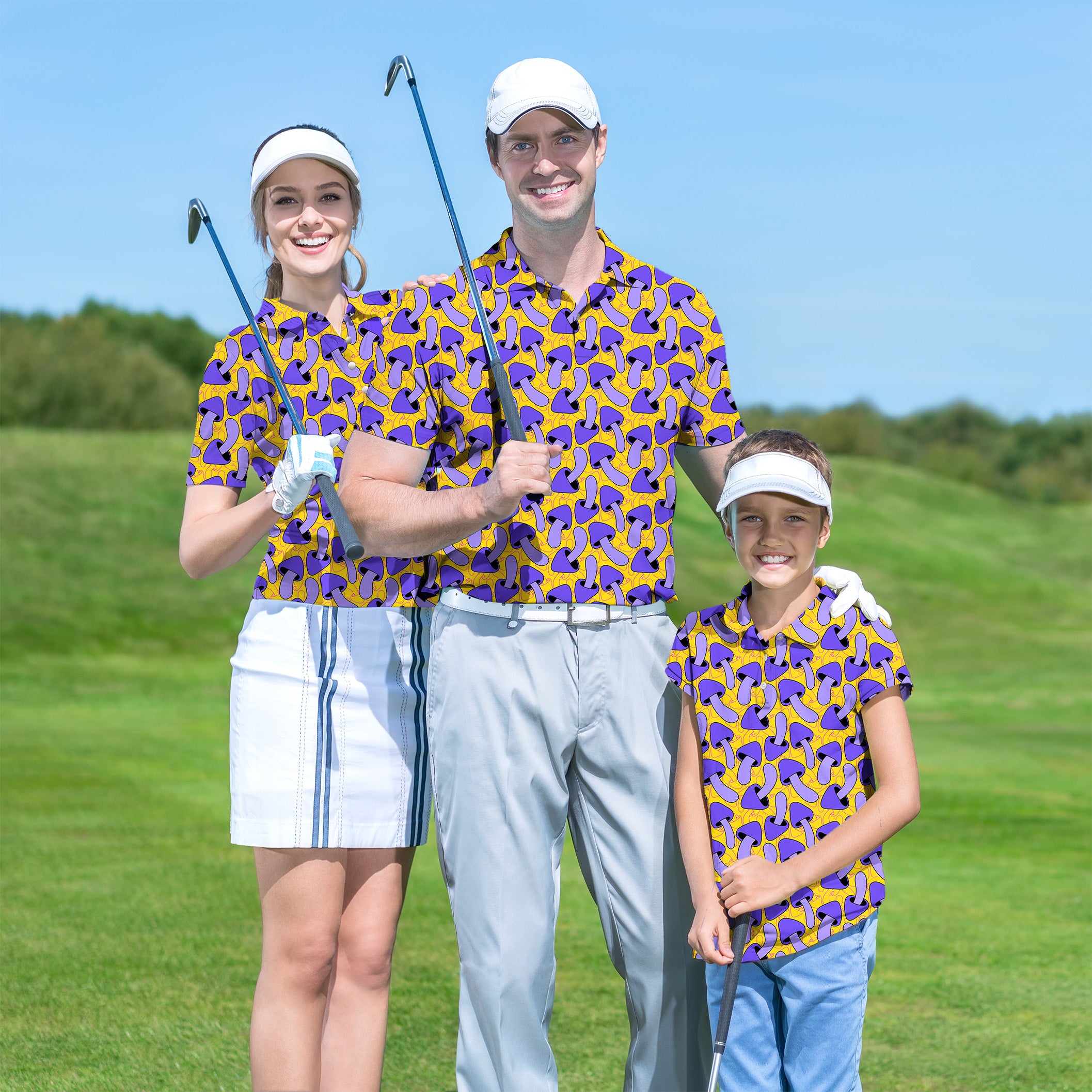 Family Psychedelic Mushroom Print set Golf Championship Trophy tournament