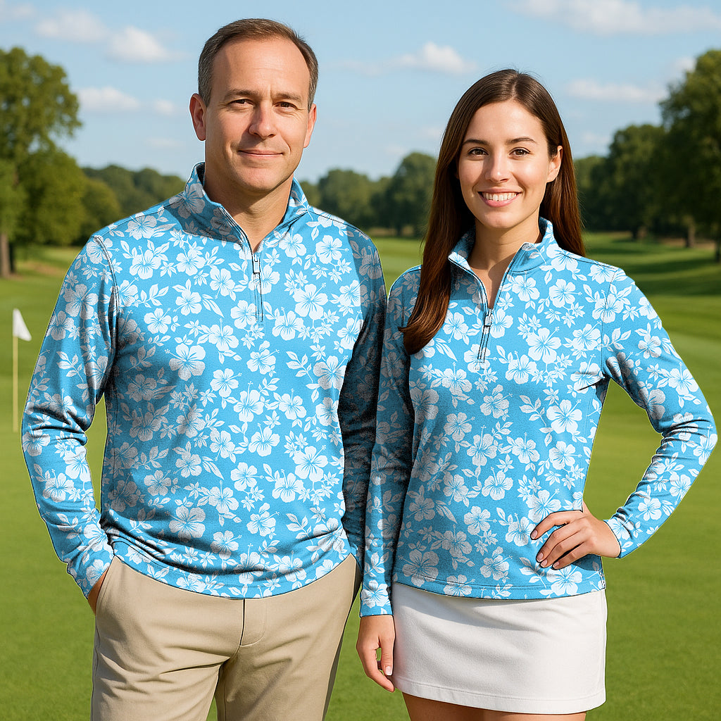 Aloha Aina Couple Golf Active 3/4 Zipper Top Long Sleeves
