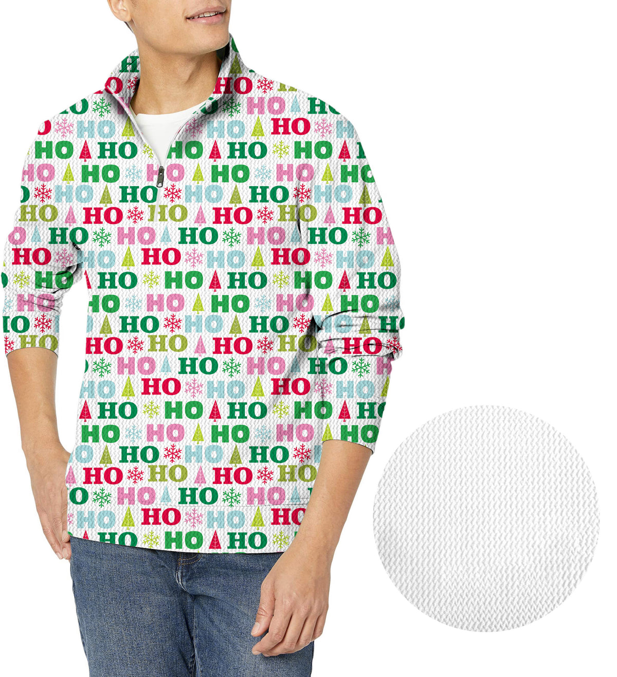 Christmas HO Men's Golf Waffle Zipper Pullover