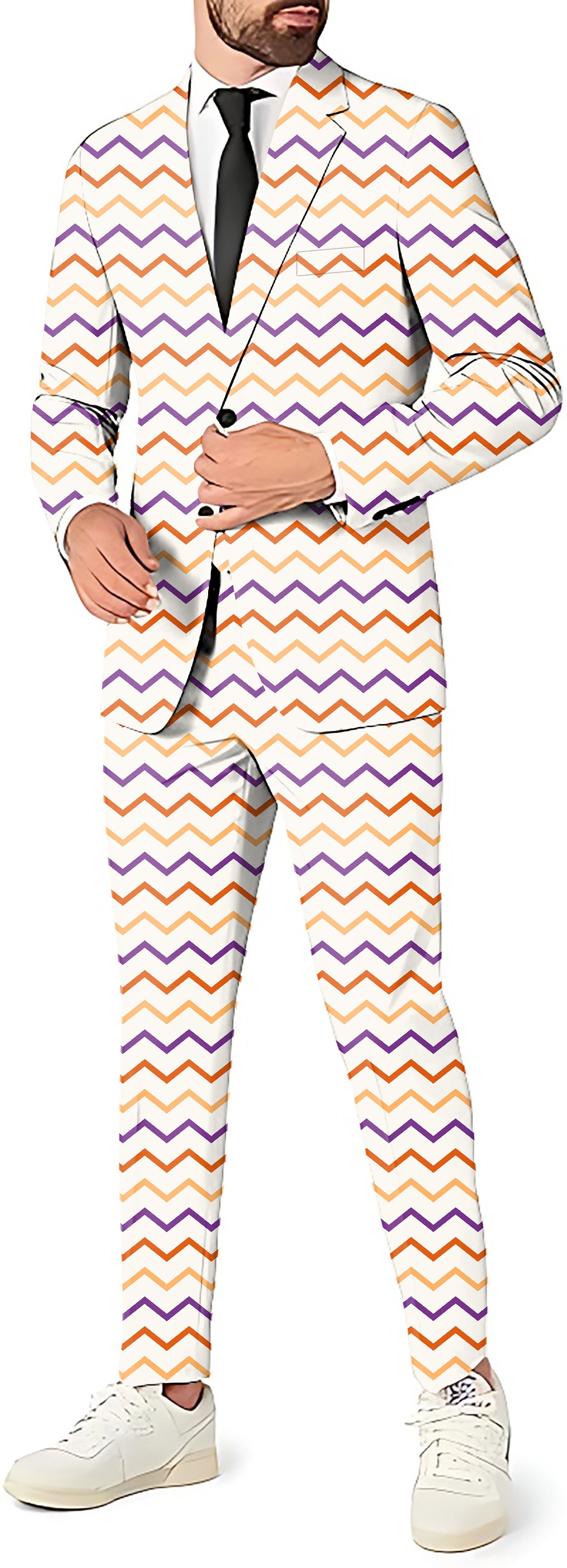 Colorful Halloween Waves Men's Party Costumes-Theme Party 2 or 3pcs Suit set-Blazer Pants & Vest