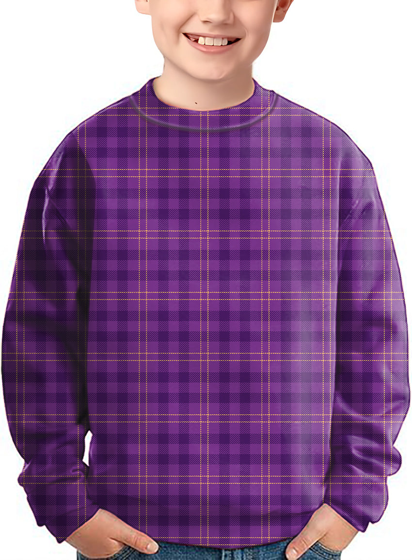 Halloween purple plaid Crewneck Pullover Kids Ugly Sweater