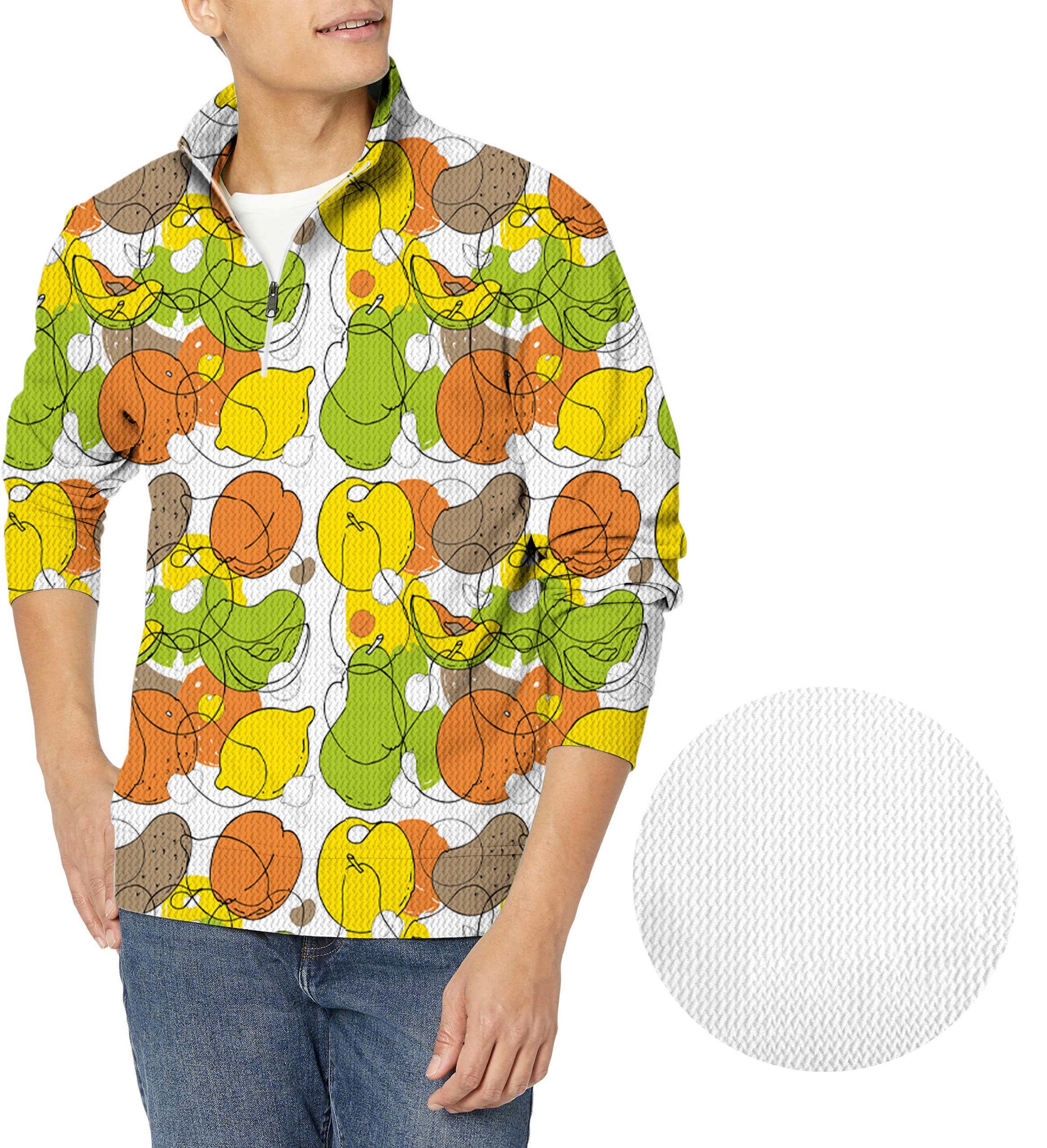 colorfull fruit Men's Golf Waffle Zipper Pullover