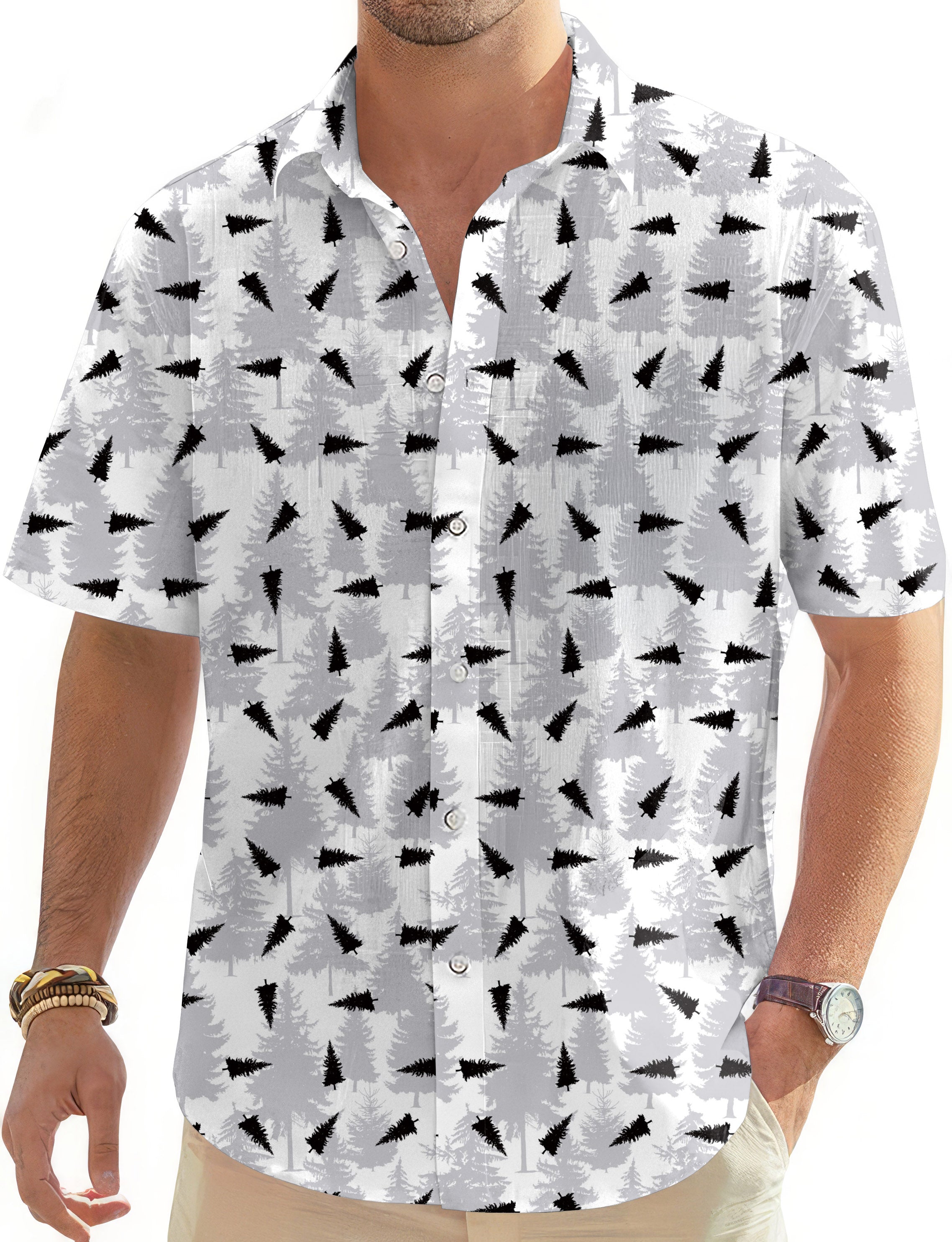 pine-Men's Golf Hawaiian Shirts Button Down Shirt