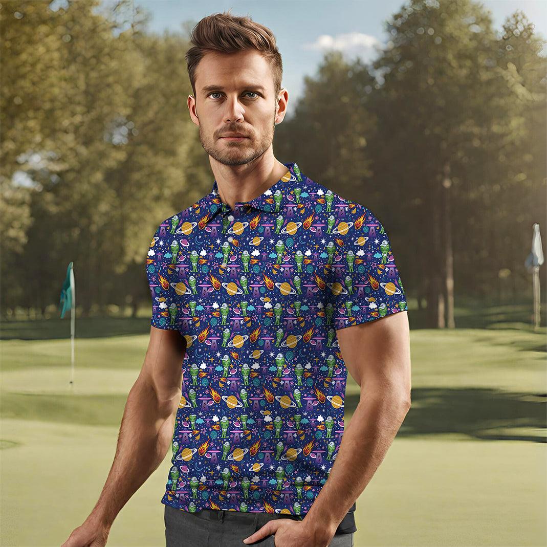 Men's alien and star golf polo