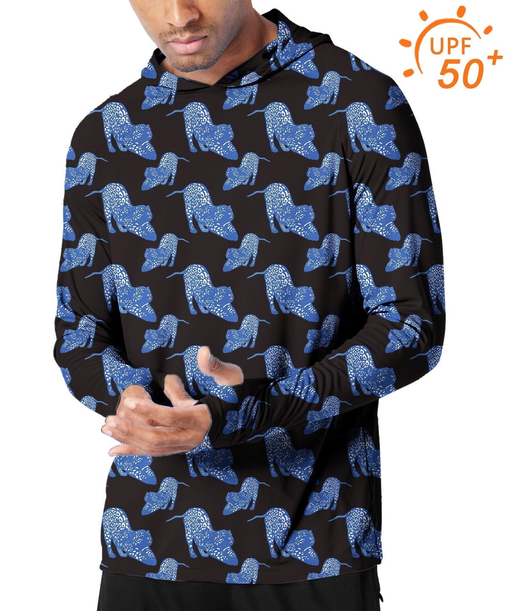 Men's Outdoor Blue Jaguar Golf Sun Protection Slim Fit hoodies