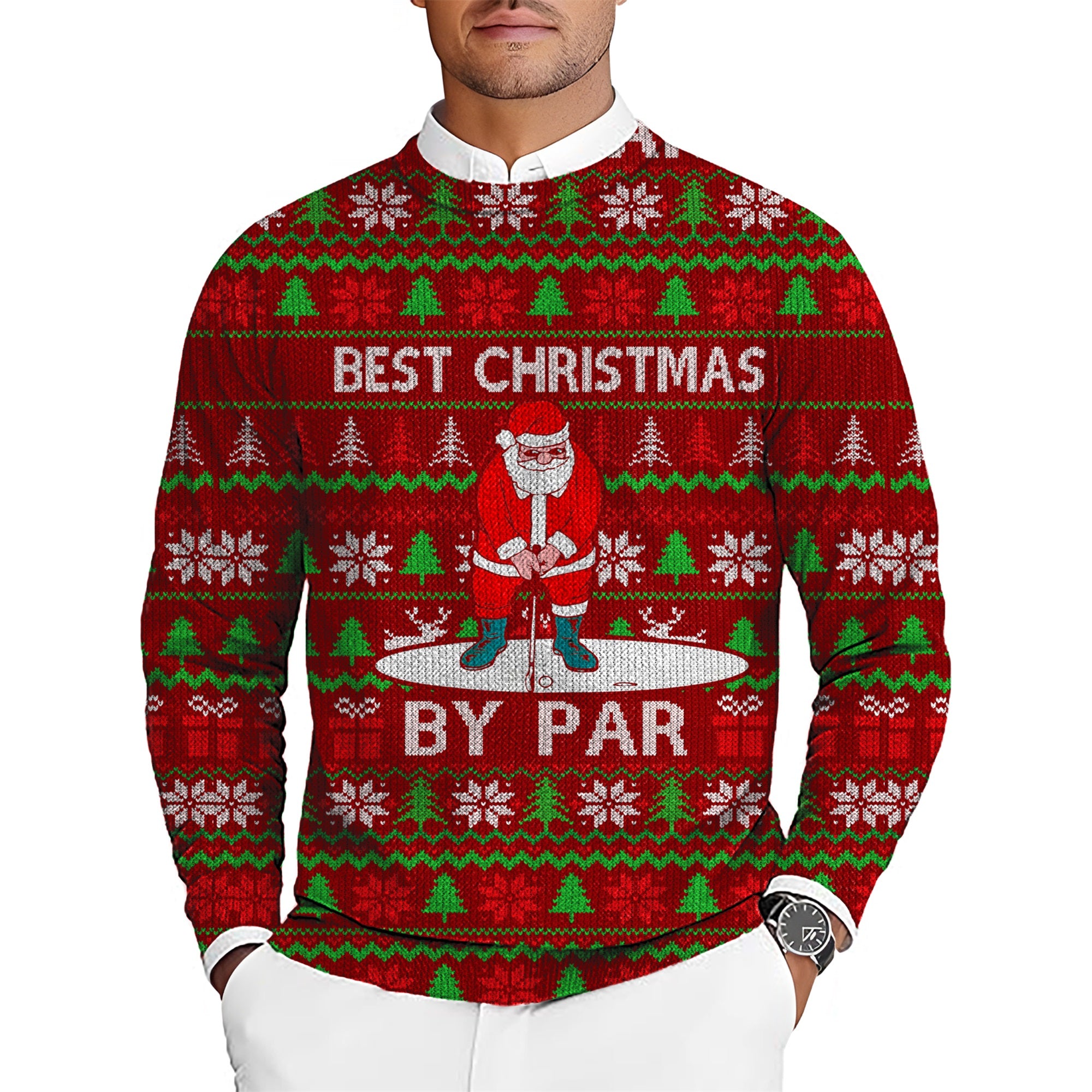 Best Christmas Men's Golf Crewneck Pullover Sweaters Ugly Sweater