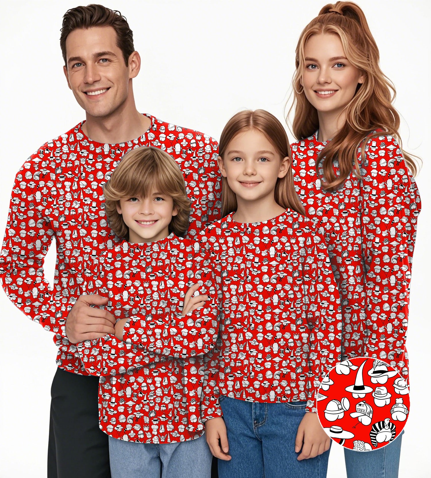 Red Versatile Hips Designer style Crewneck Pullover Ugly Sweater Men Women boy girl family