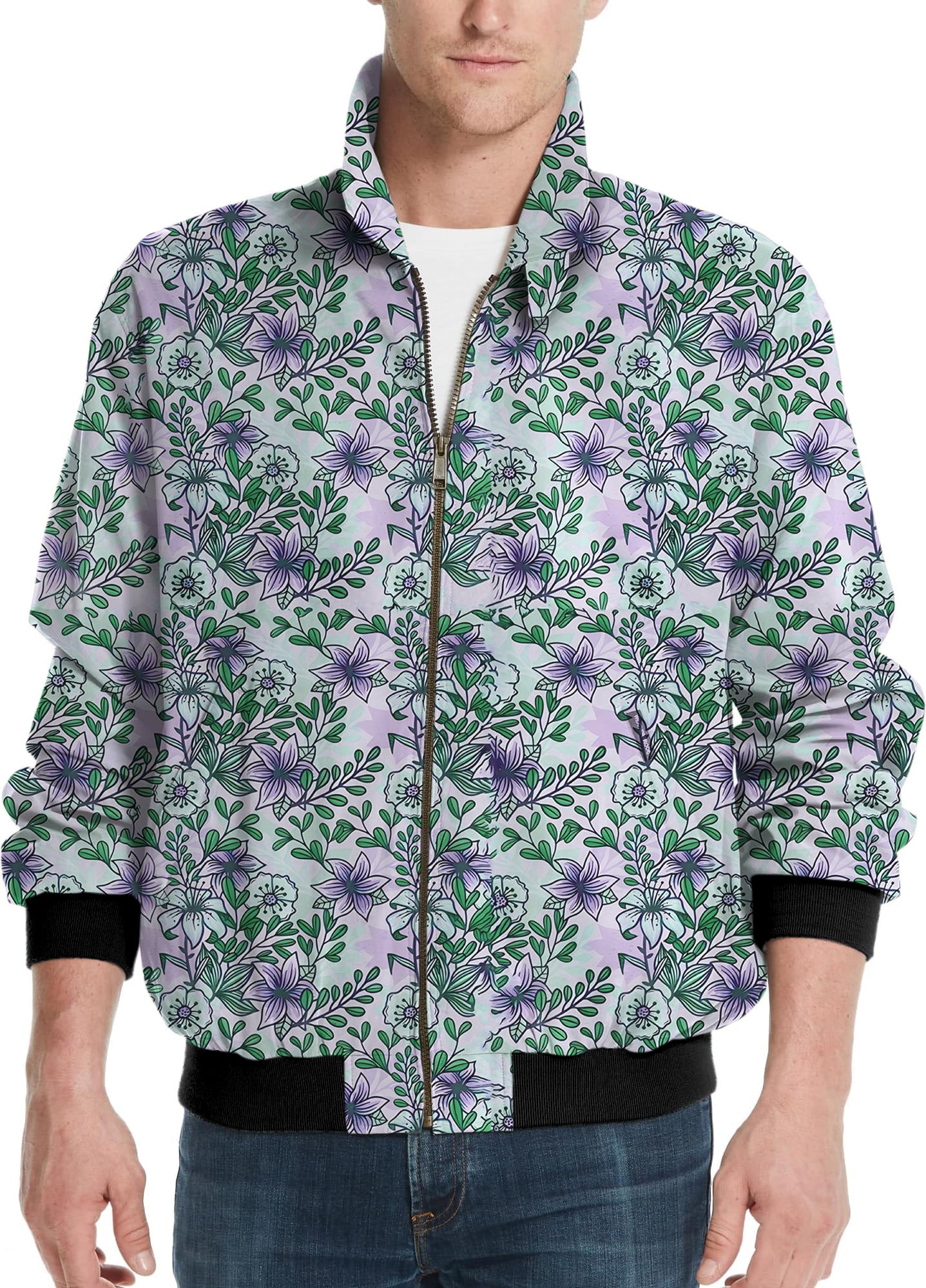 Purple flowers-Men's Golf Windbreaker Light Jacket