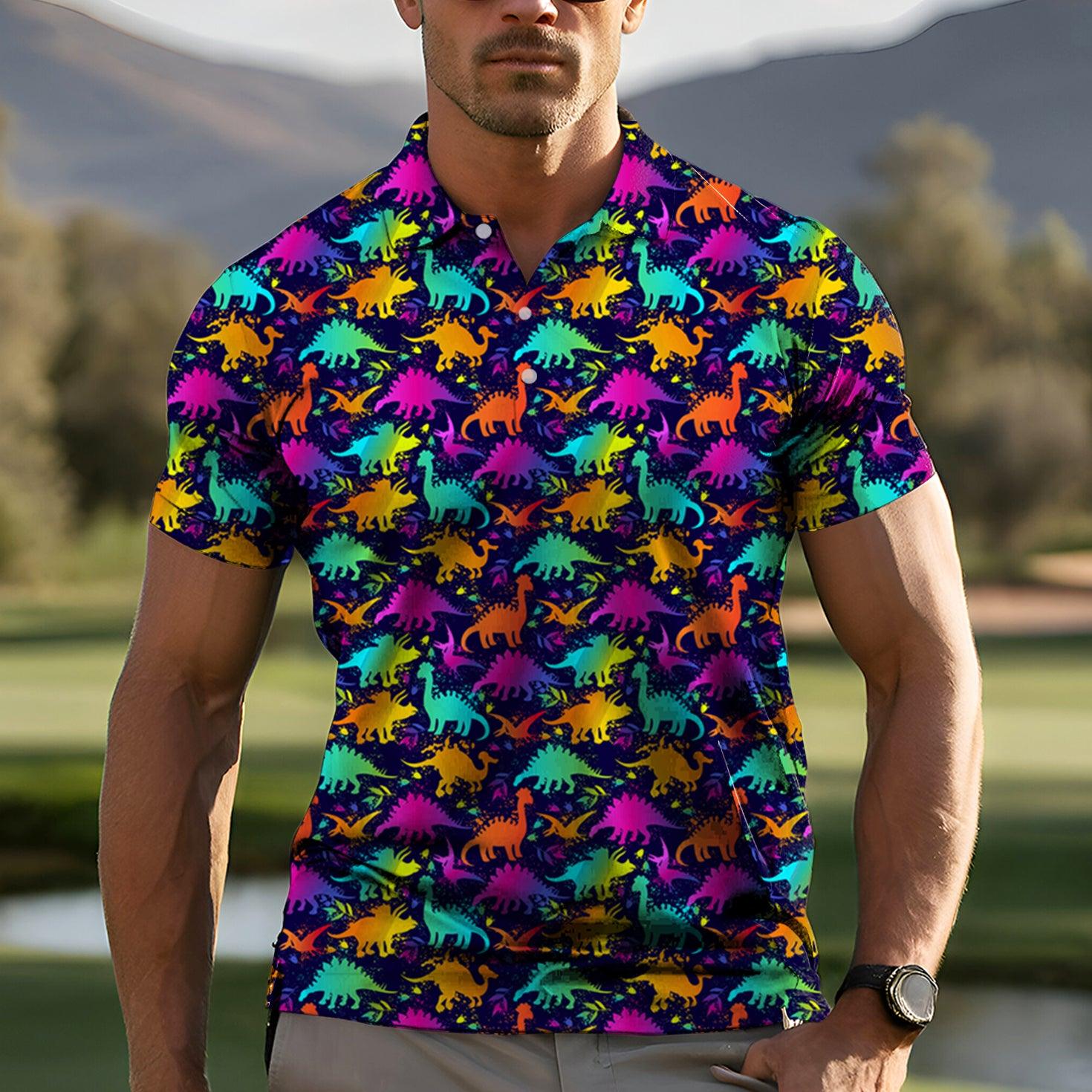 Dinosaur Party Men's golf polo