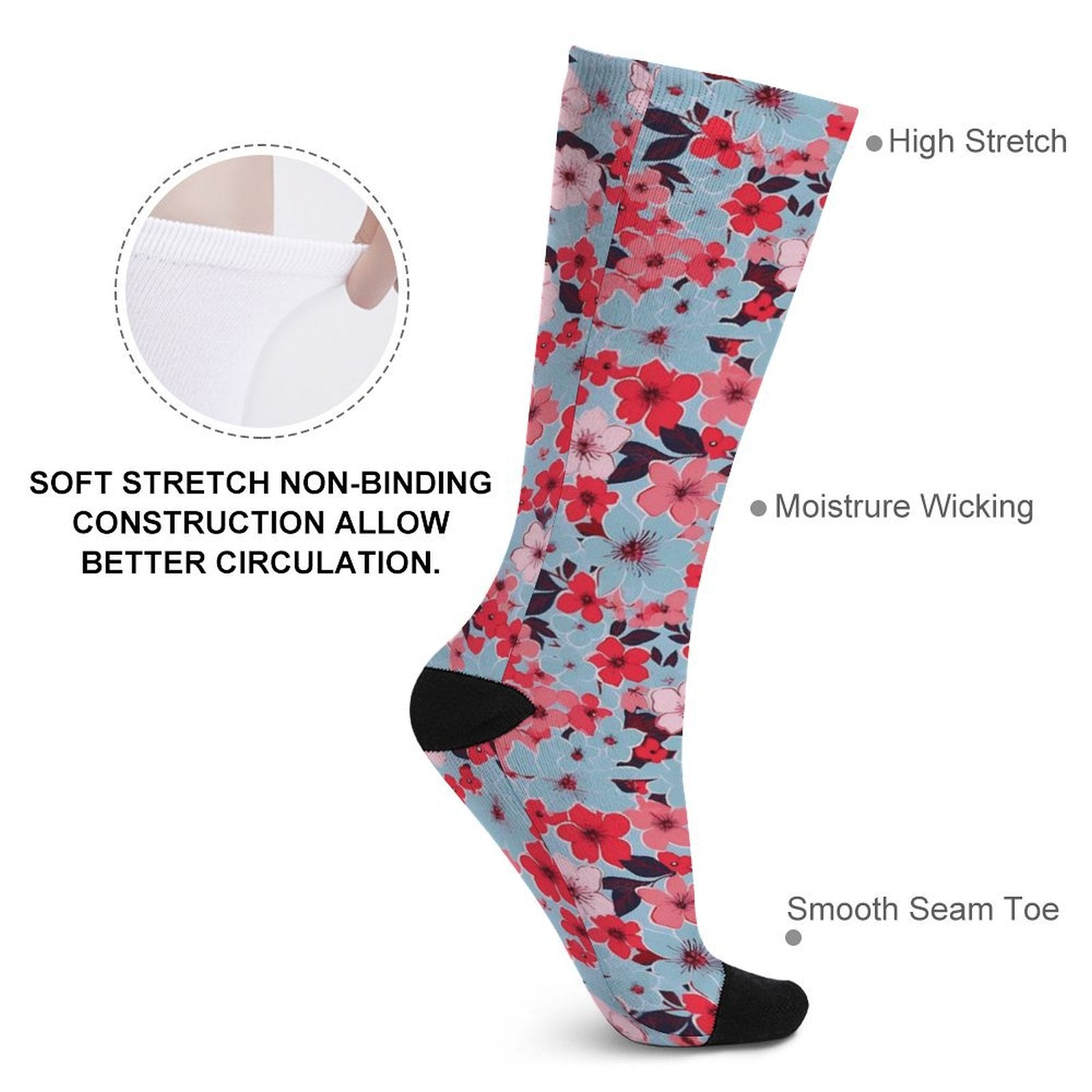 Tropical flowers Prined socks Gifts for Men Women