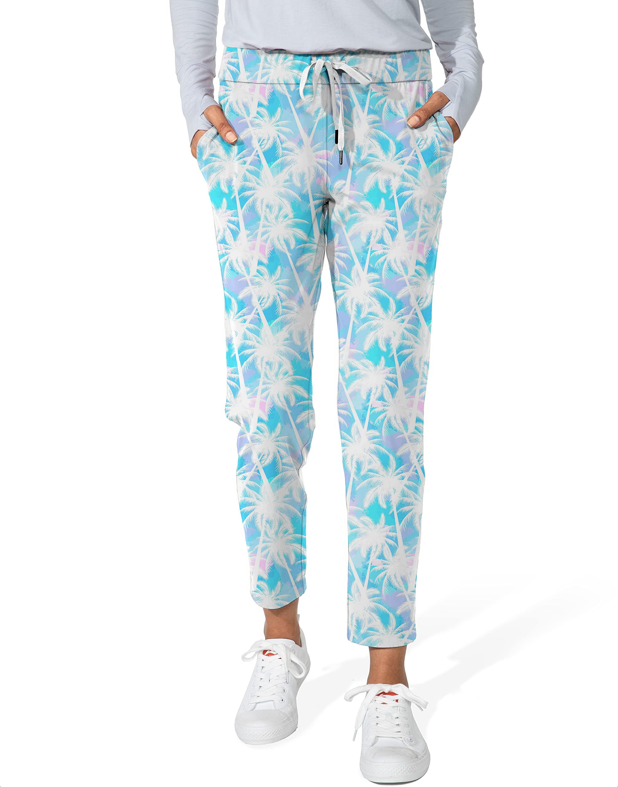 Jungle Palm tree-Women's 7/8 Stretch Ankle Golf Pants