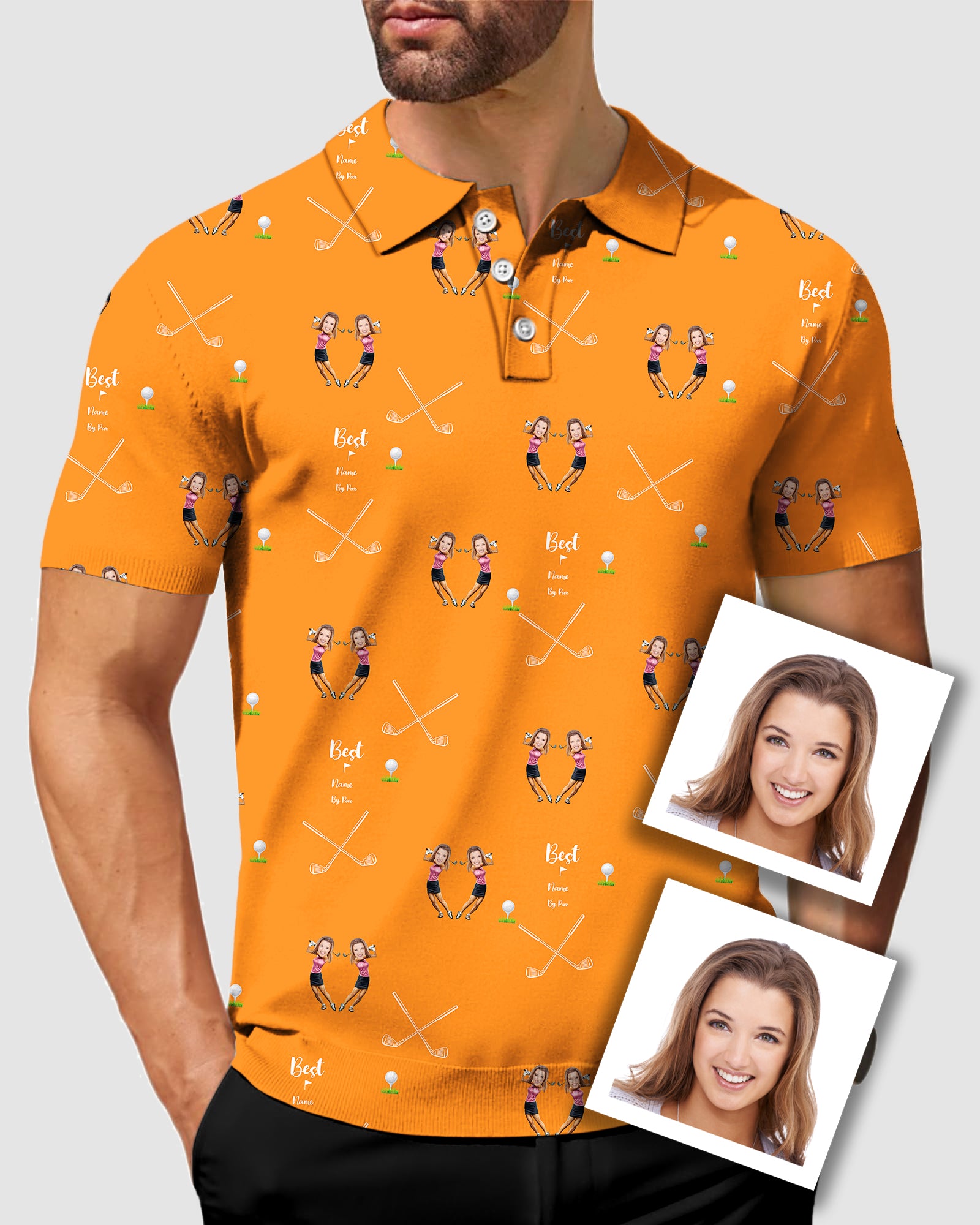 Men's Custom Sister Photo Face & Name Polo