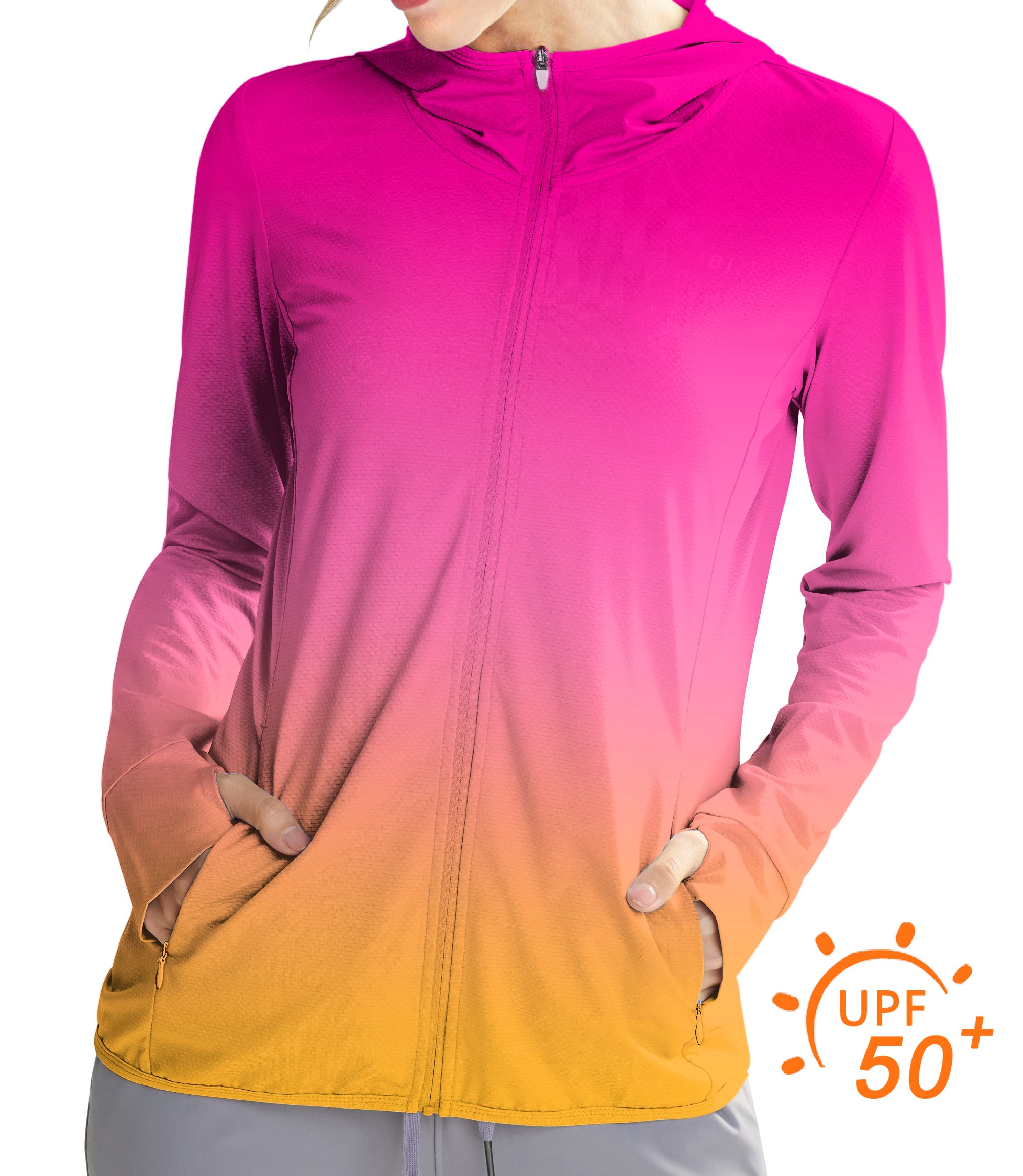 Women's Outdoor Neon Gradients Golf Sun Protection Slim Fit zip hoodies