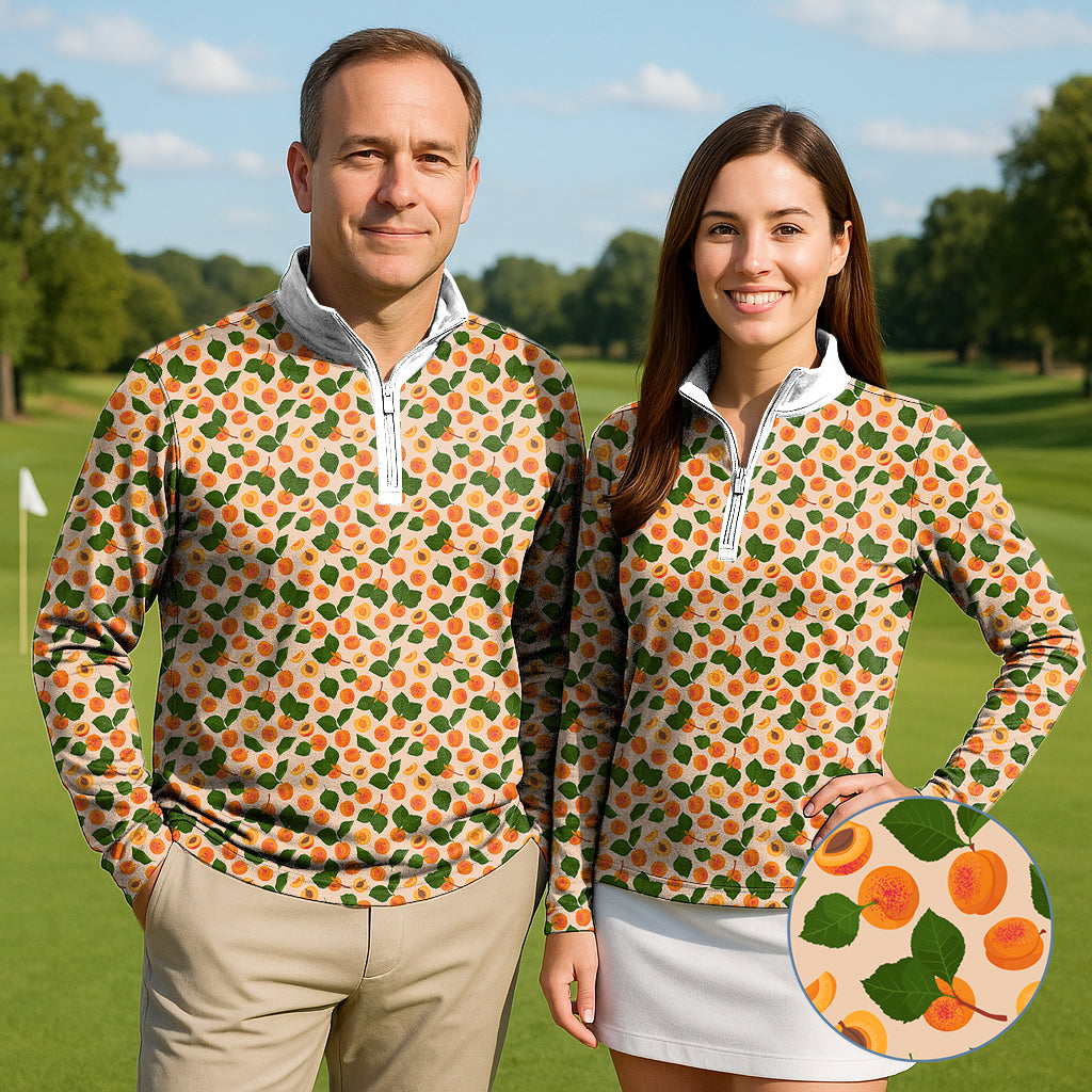 Peach leaves Couple Golf Active 3/4 Zipper Top Long Sleeves