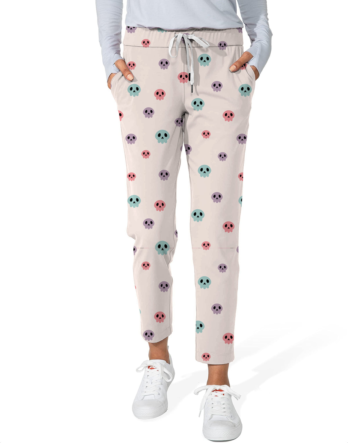 Colorful Halloween Skull Women's 7/8 Stretch Ankle Golf Pants