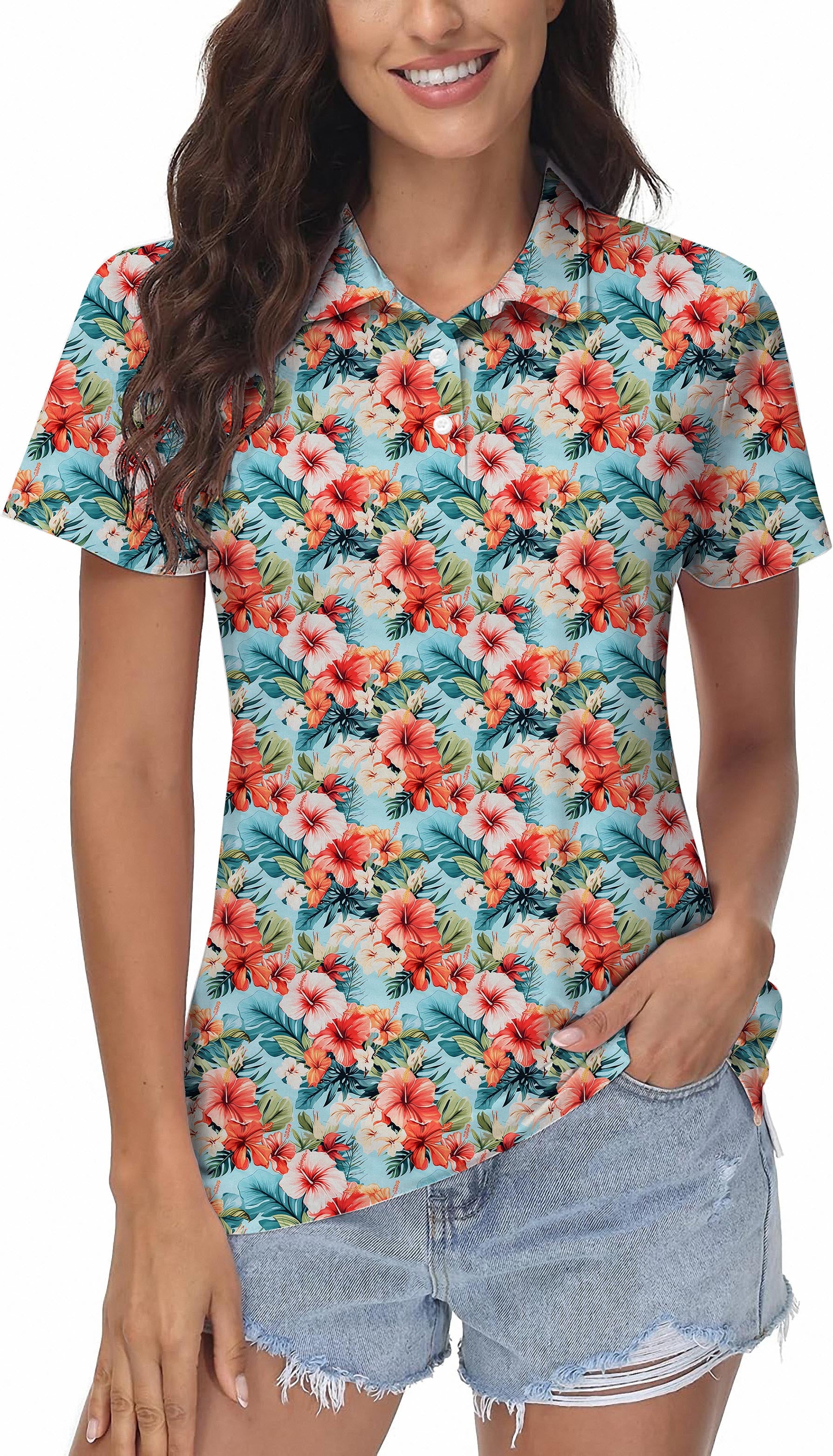 Hawaiian Flowers Women's Golf Polo