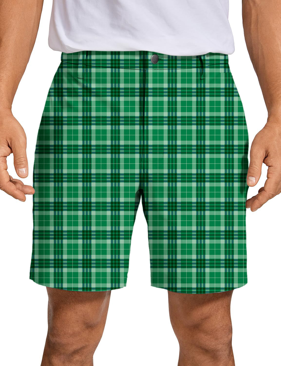 Men's Green grid Golf Shorts