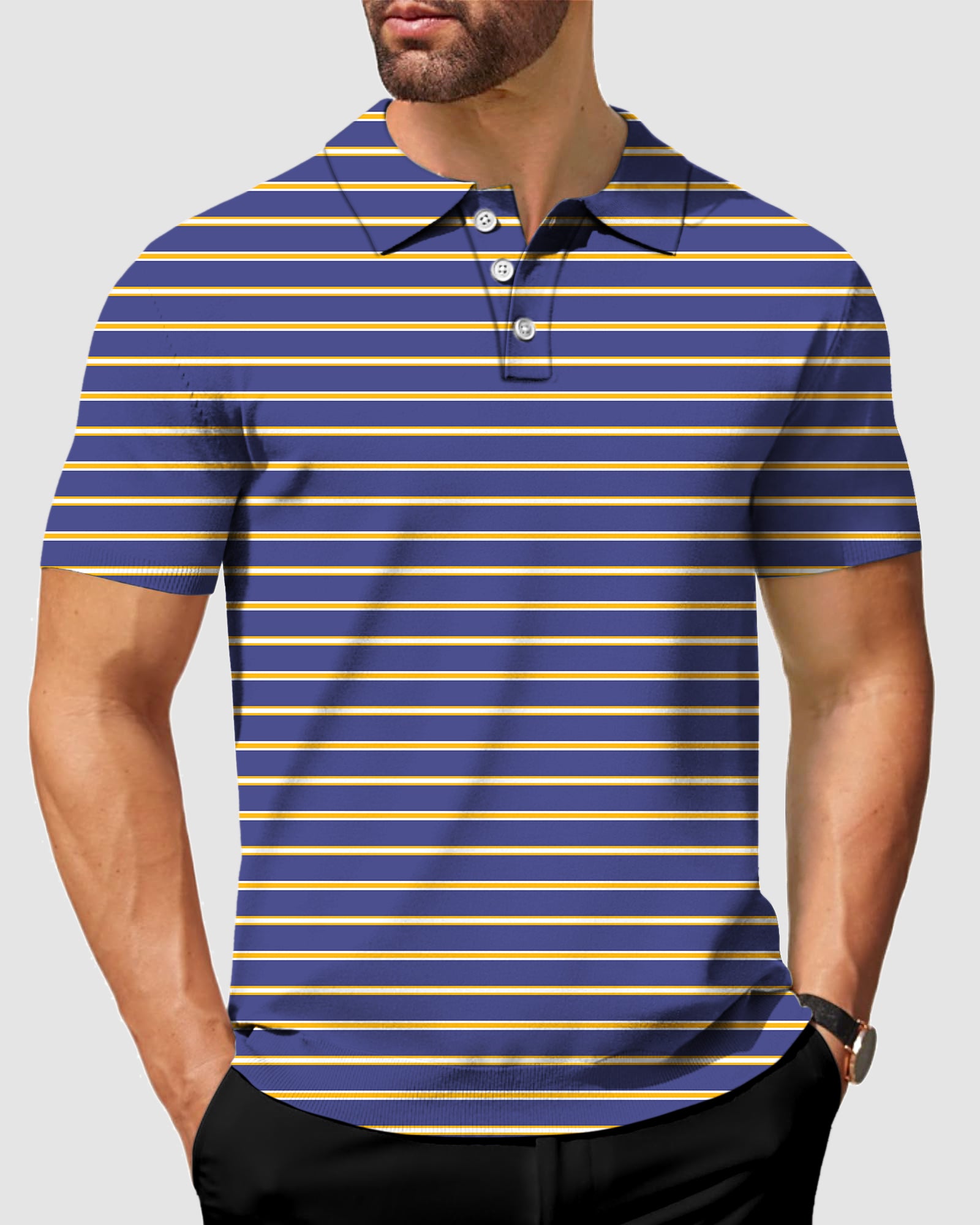 Men's Navy blue and orange stripes Golf Polo limited edition