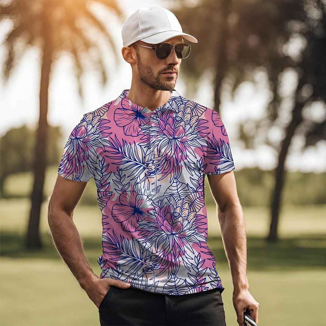 Men's Royal Hibiscus golf polo