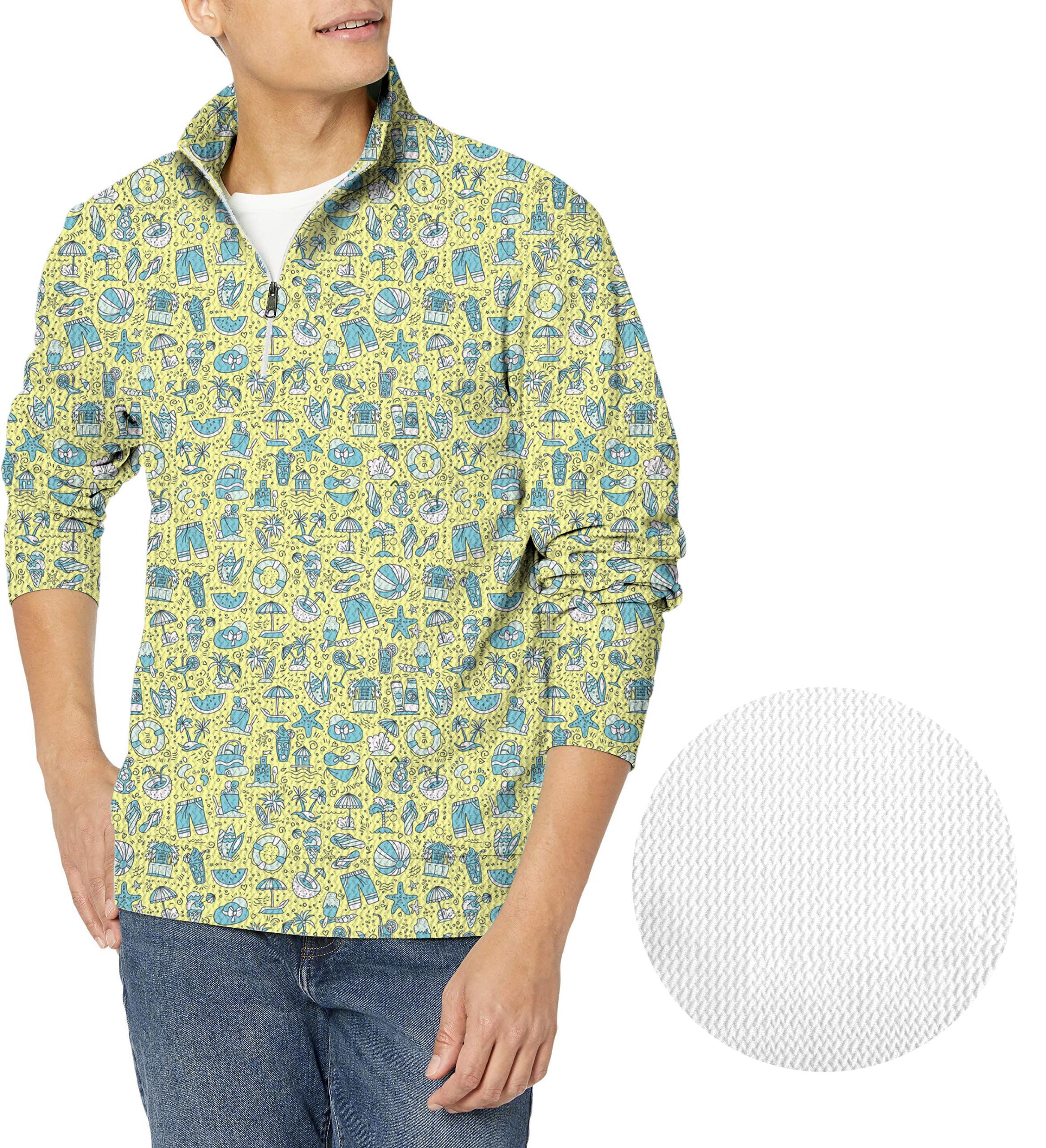 Coastal Caddy-Men's Golf Waffle Zipper Pullover