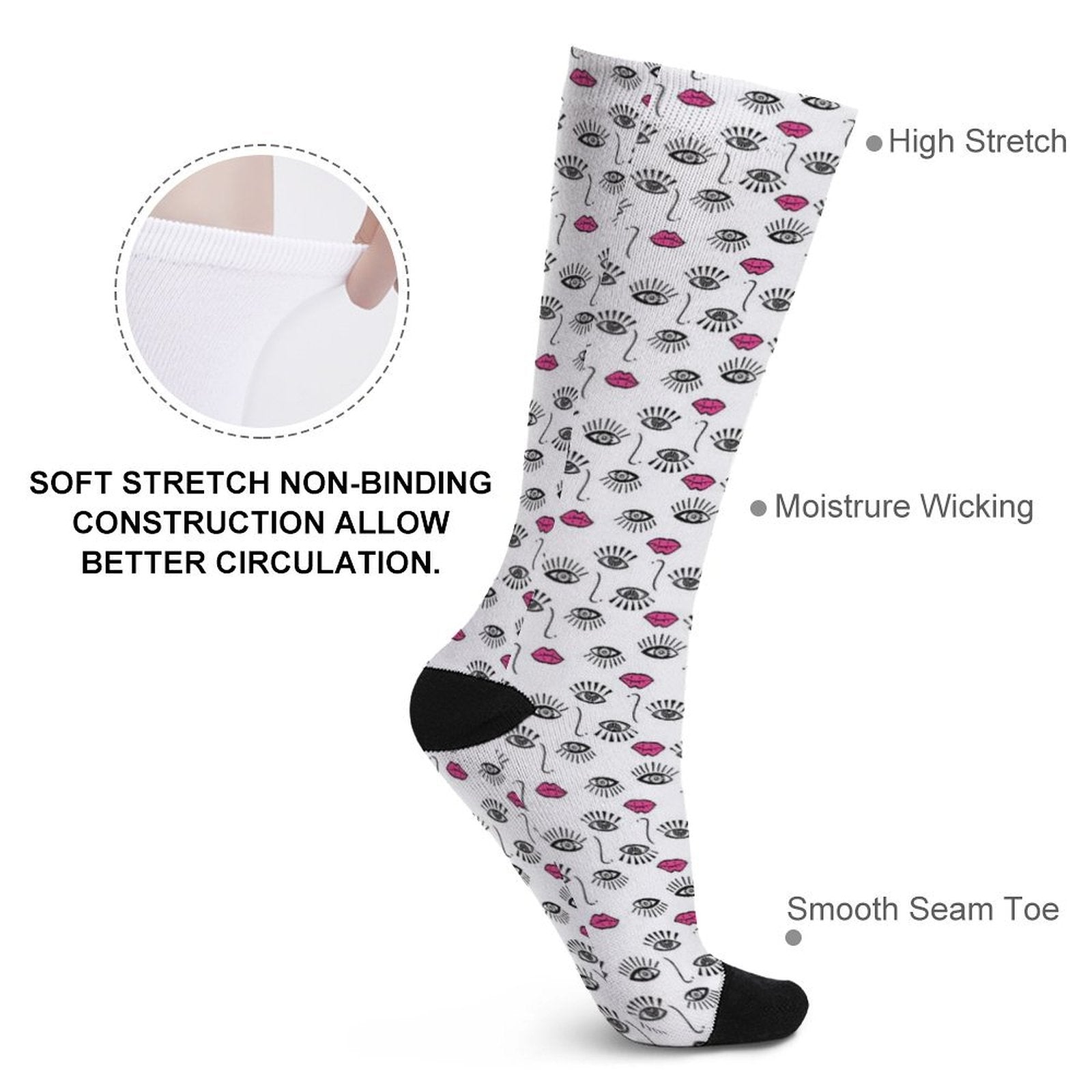 Sexy red lips Prined socks Gifts for Men Women