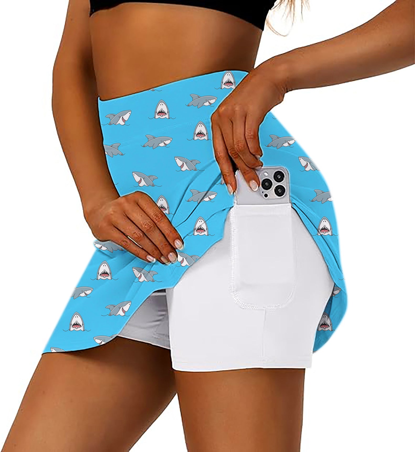 Women's Chomp Chomp shark Golf Skirts Inner Shorts Pocket