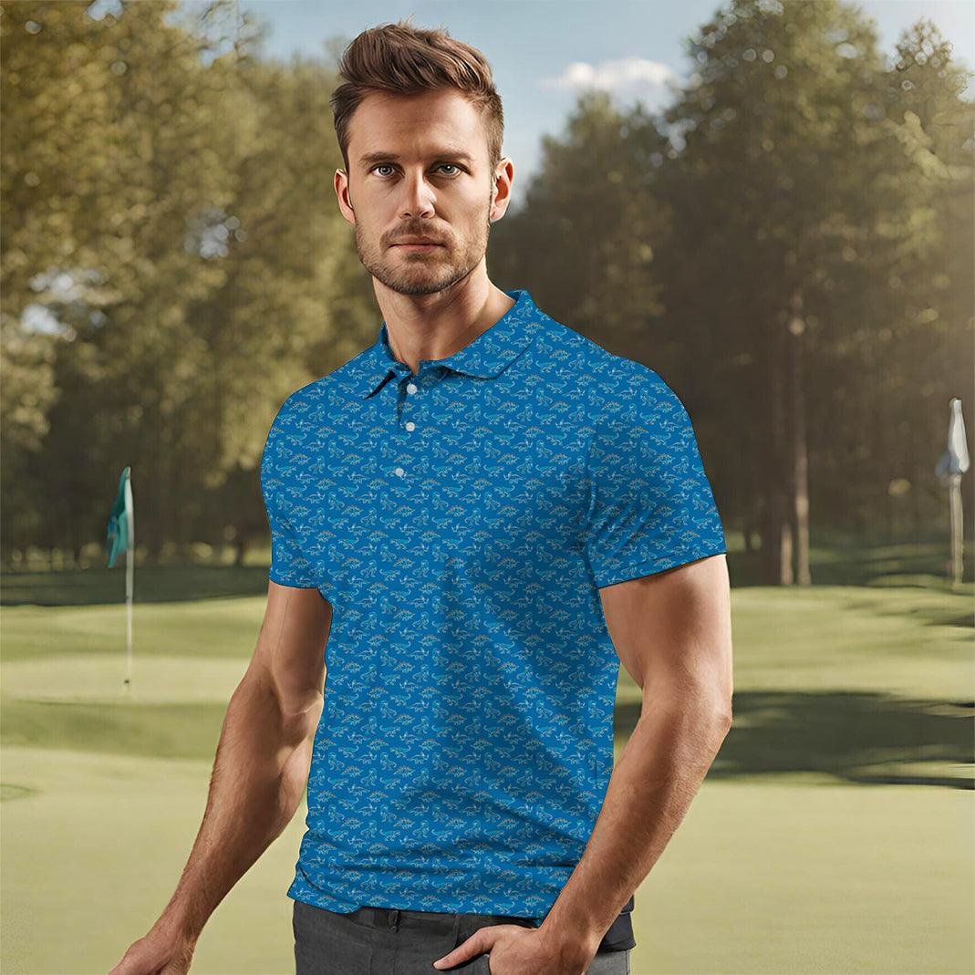 Men's dinosaur golf polo