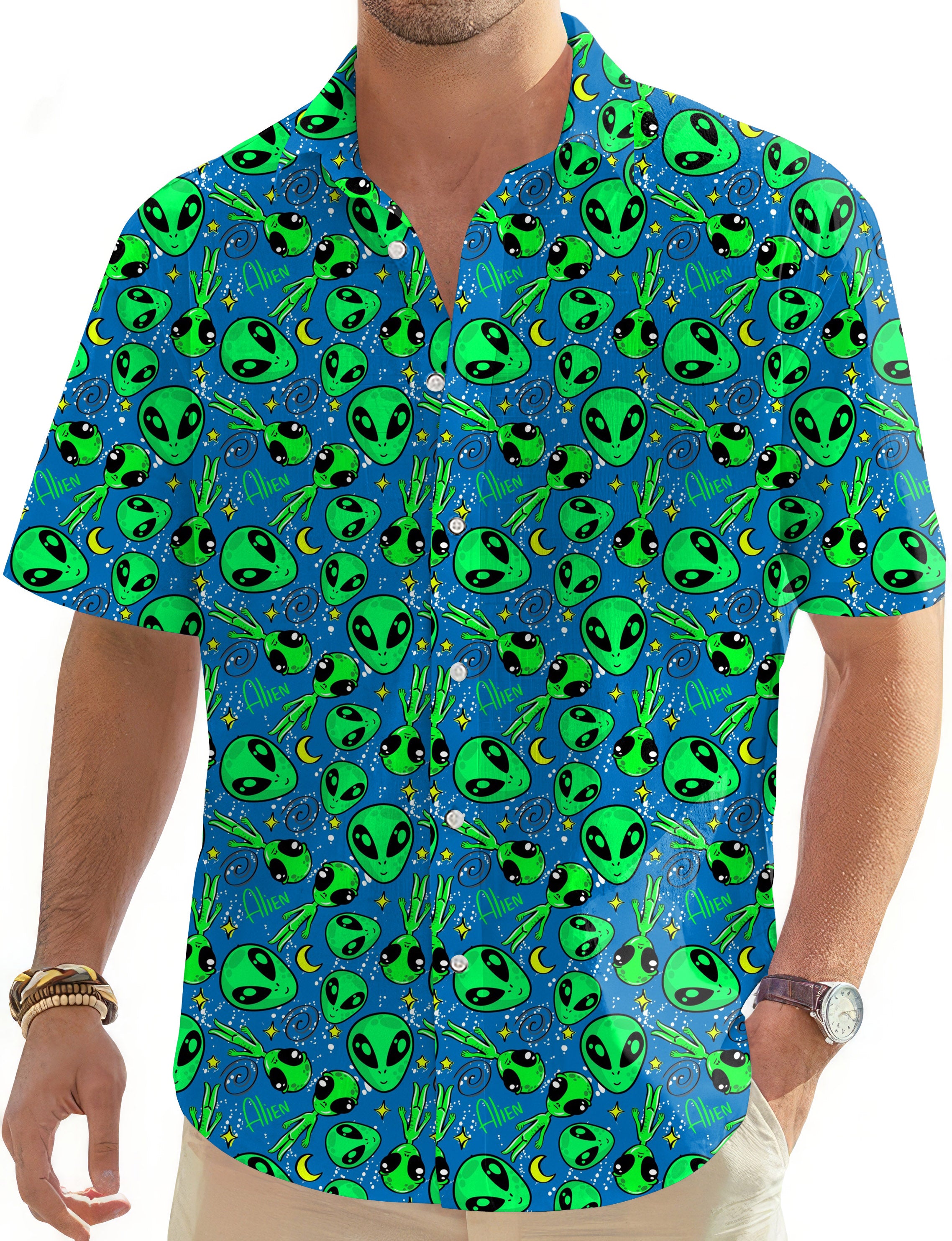 Cosmic Drive-Men's Golf Hawaiian Shirts Button Down Shirt