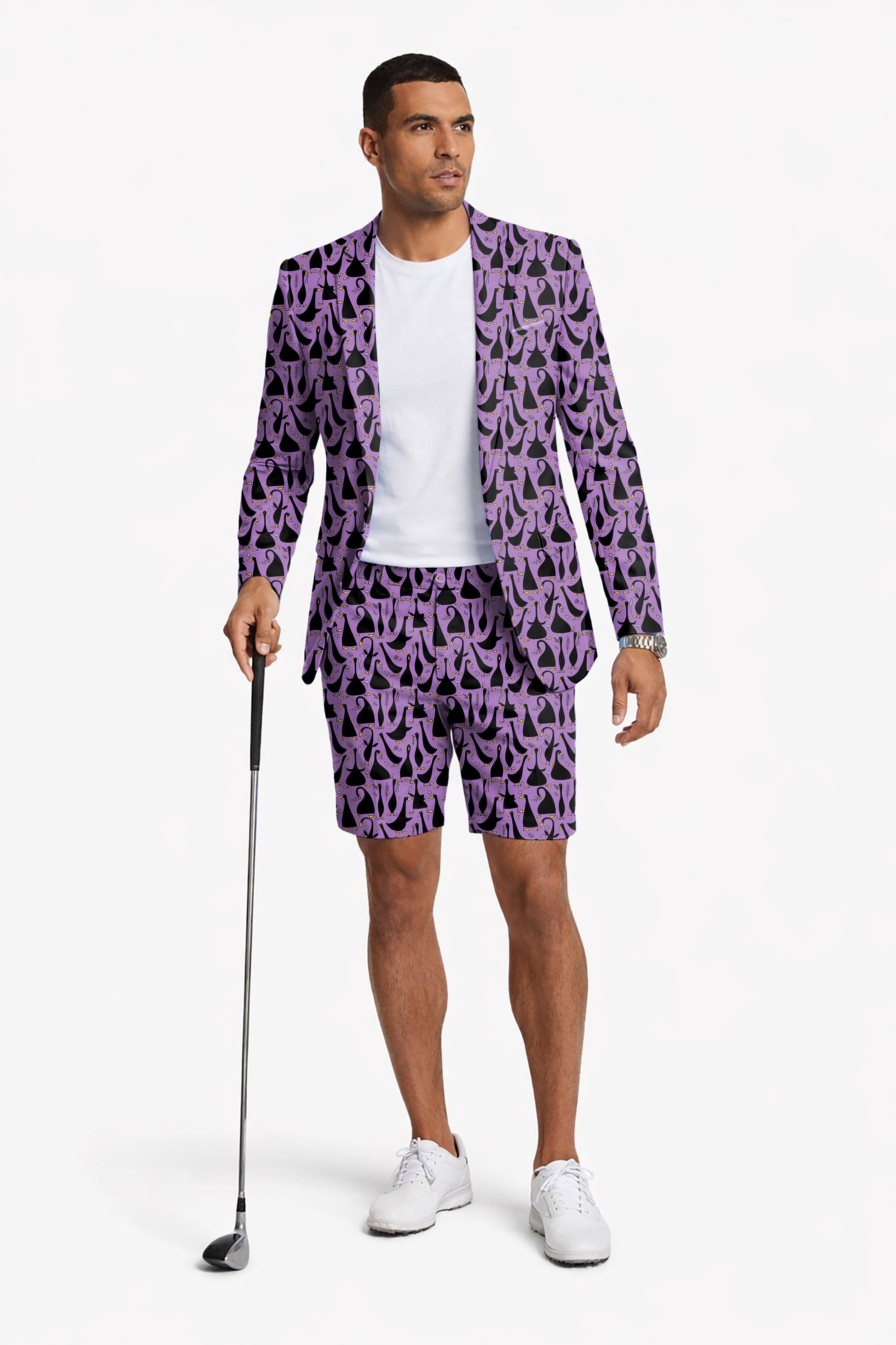 Black Goose Purple Men's Party Costumes-Theme Party 2pcs Suit set-Blazer Shorts