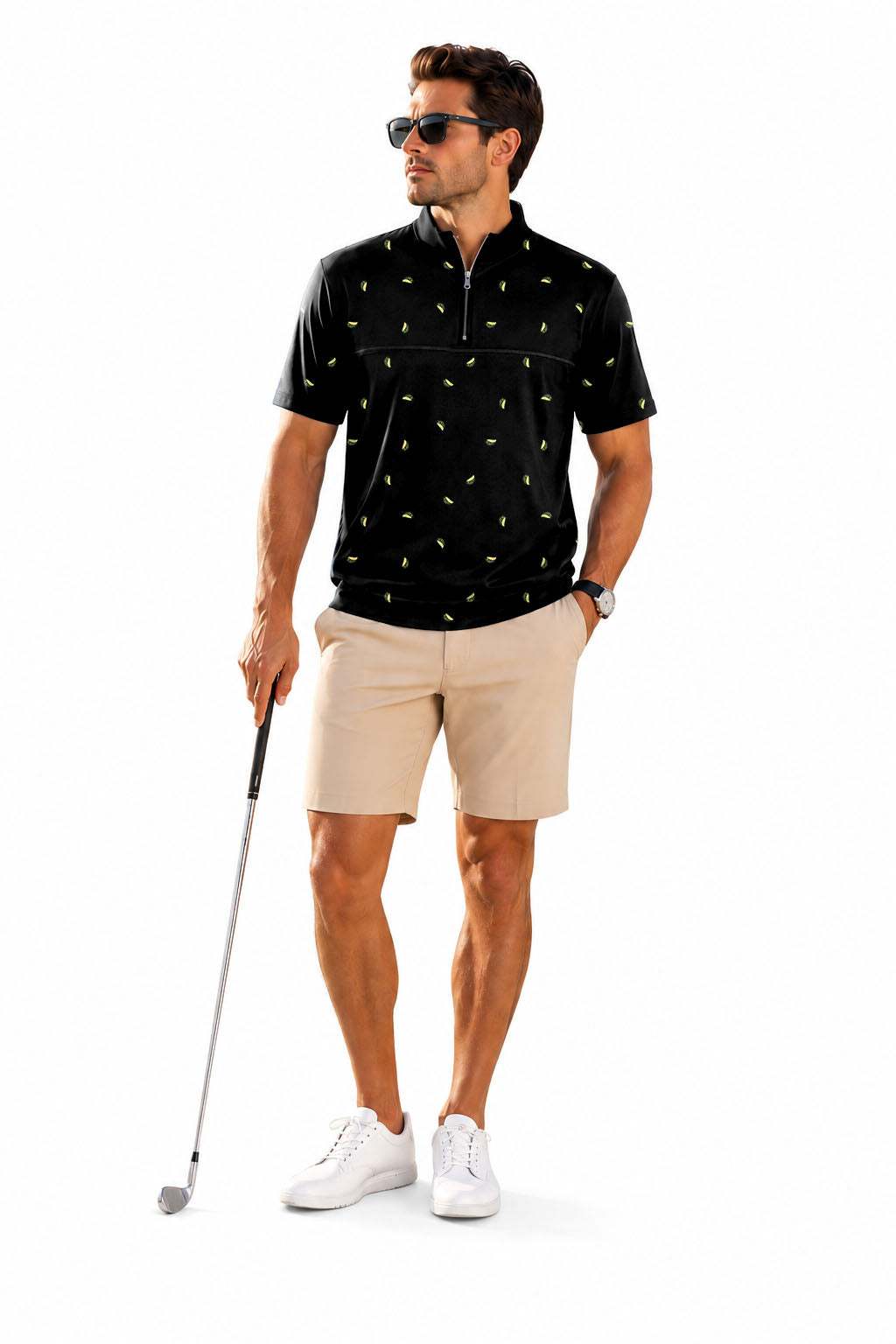 Men's Short Sleeve Quarter Zip Golf Pullover   Taco  The Background Color Embroidery