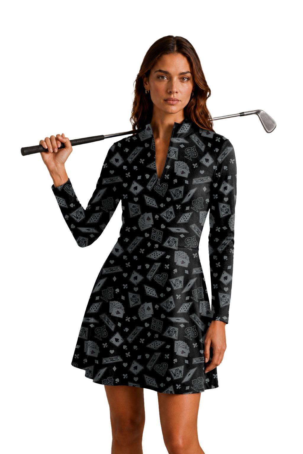 poker Women's Golf Long Sleeve Zipper Dresses Comes with separate matching shorts