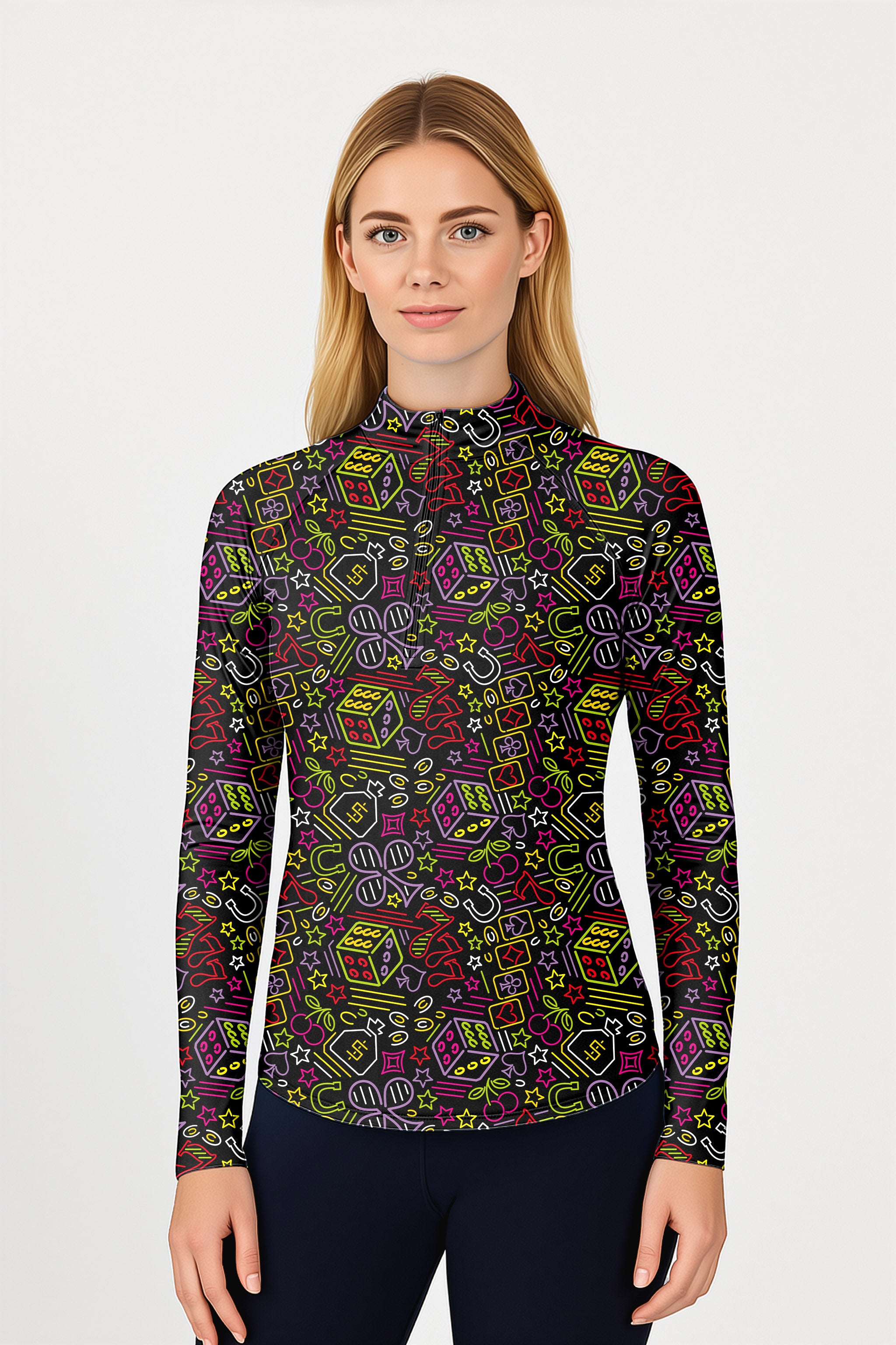 Dice Poker Women's Golf Active 3/4 Zip Top