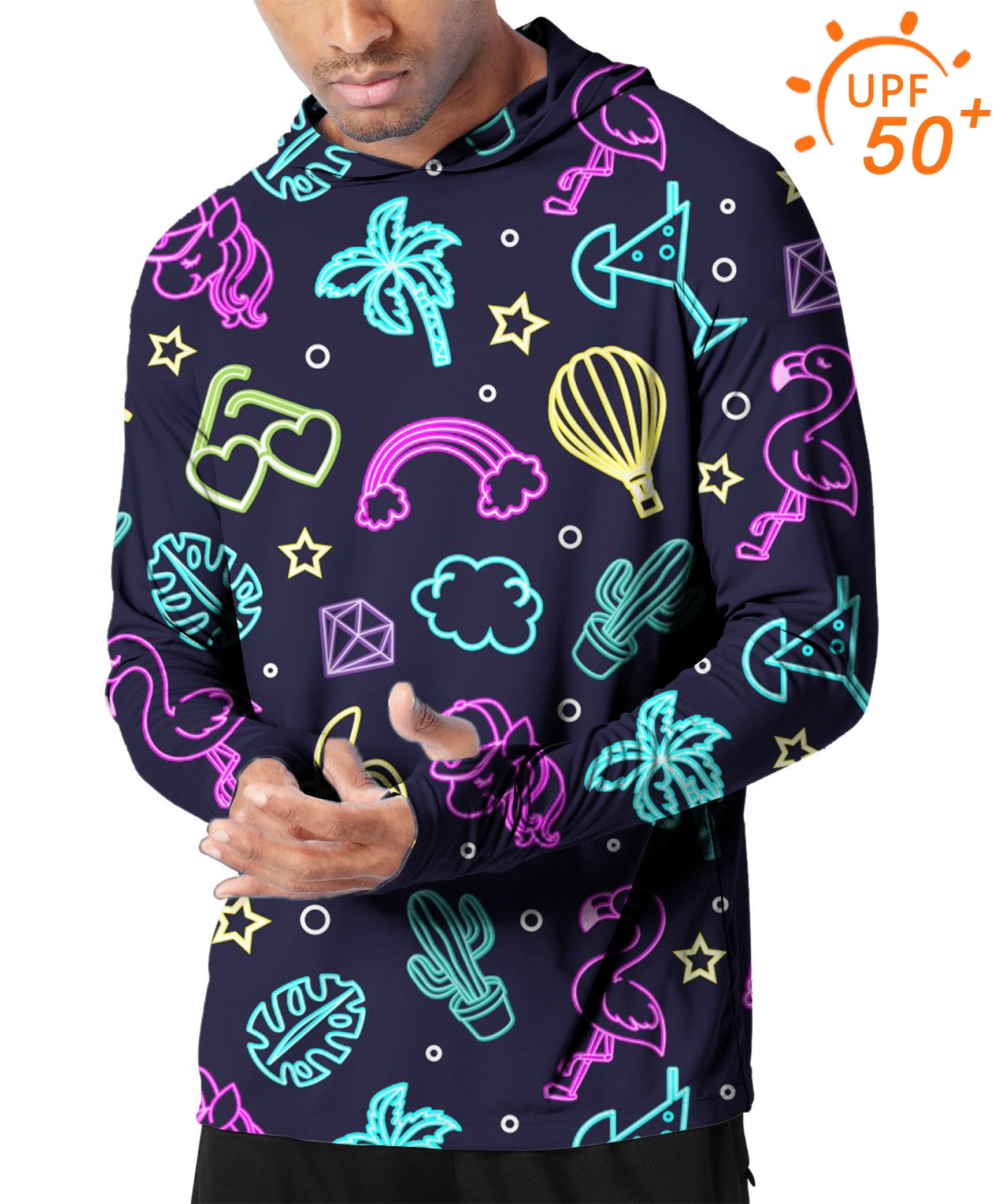 Men's Outdoor Neon Flamingo tropic Golf Sun Protection Slim Fit hoodies