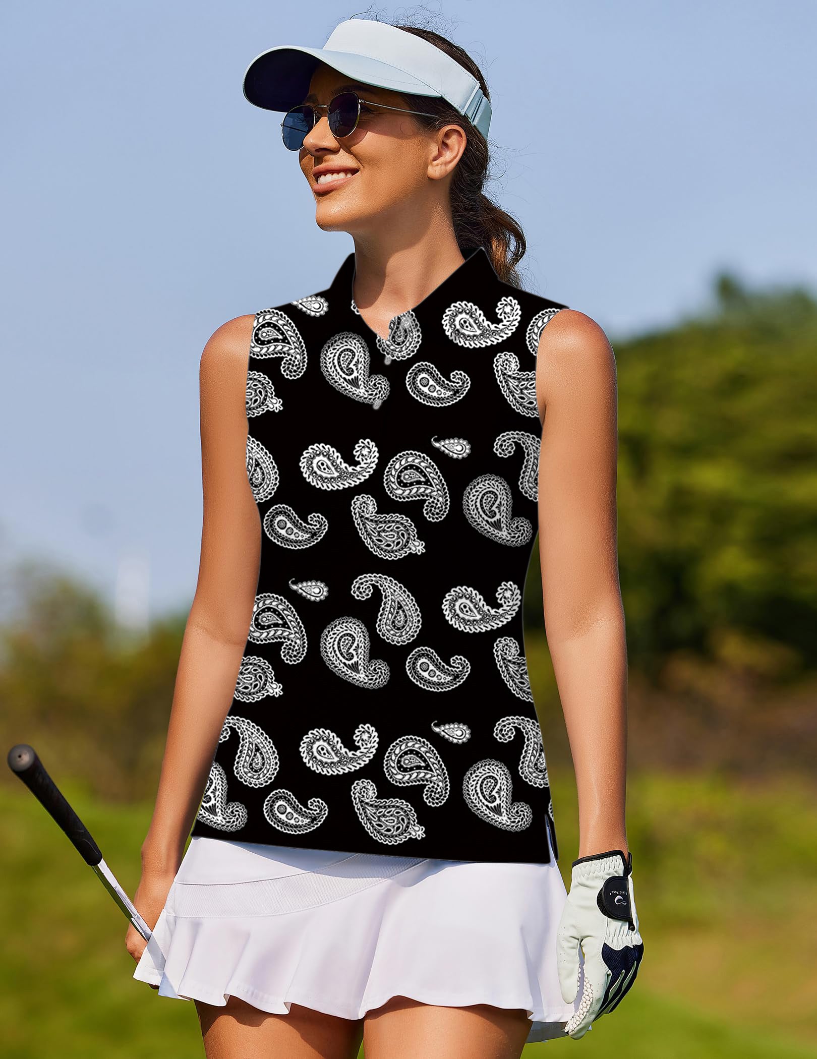 Black Bandana Women's golf Sleeveless shirt