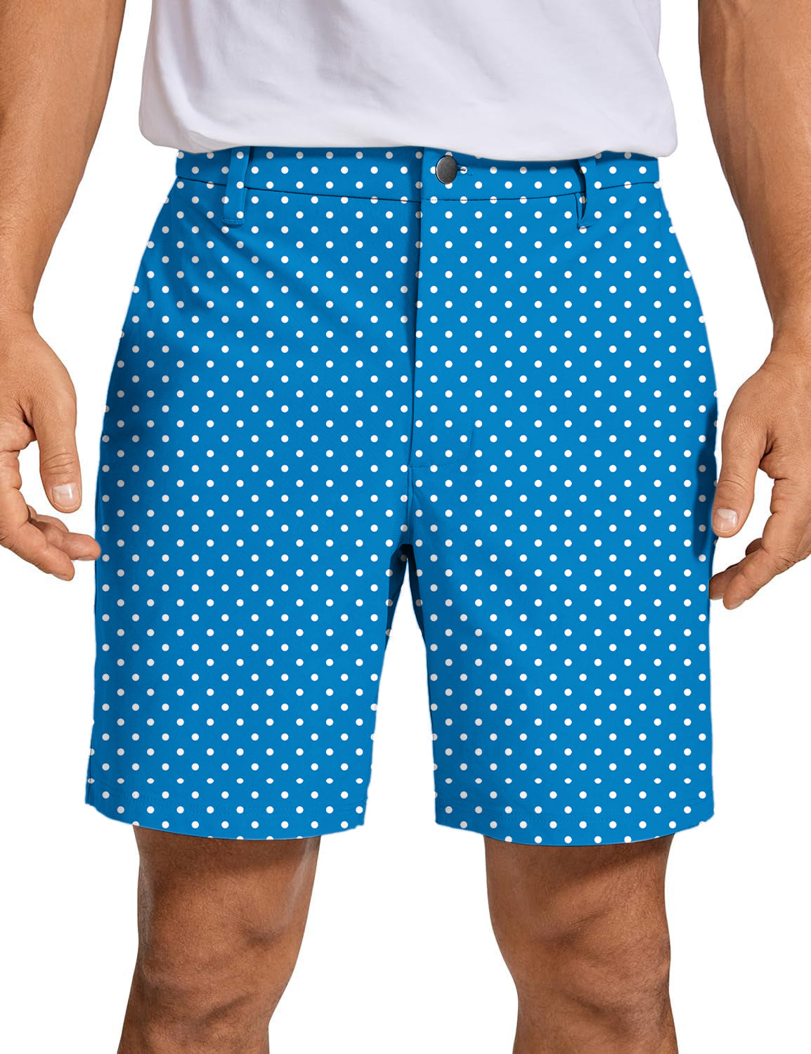 Men's Sky blue with white polka dots Golf Shorts