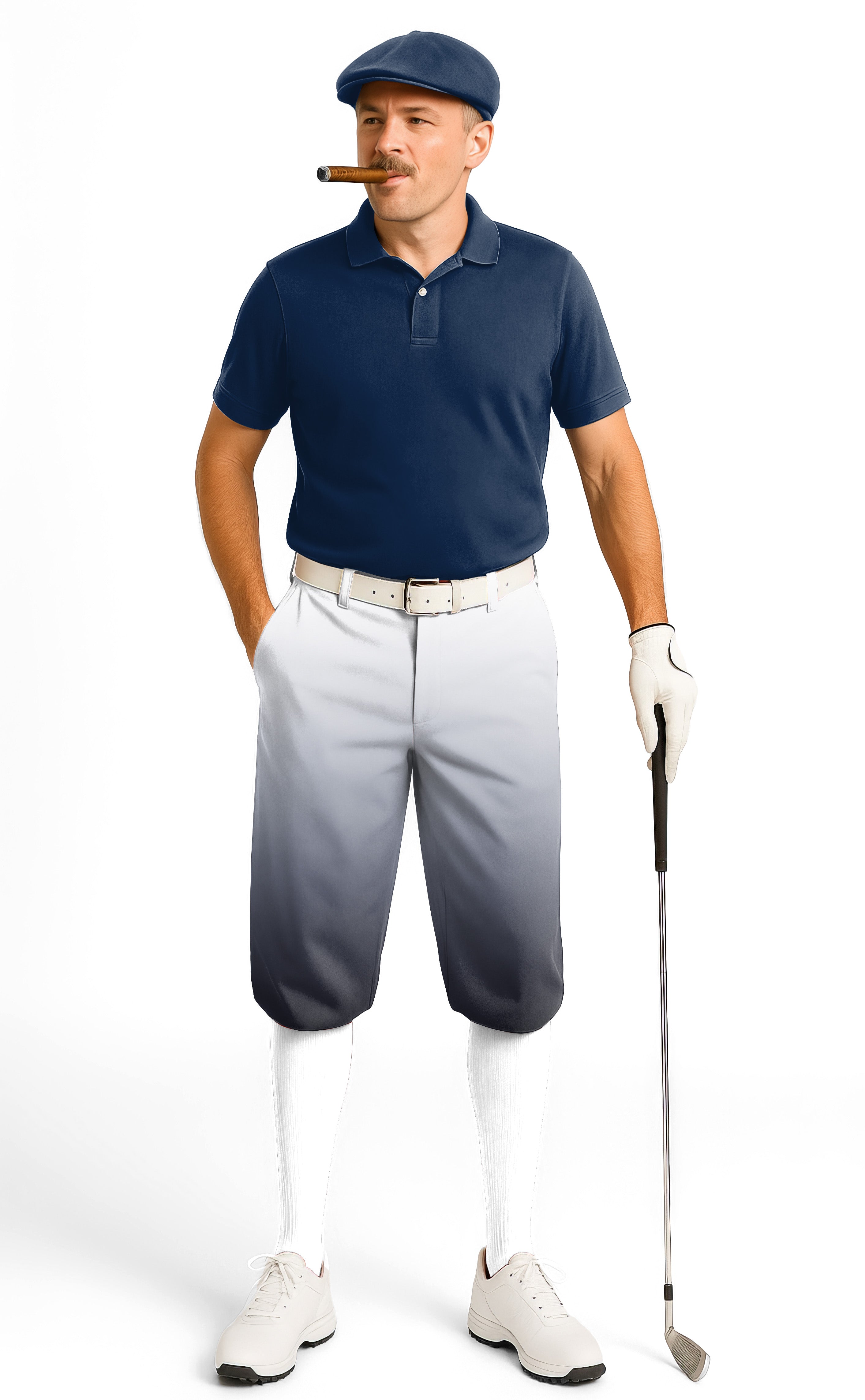 Black And White Gradient Men's Golf Knickers Pants