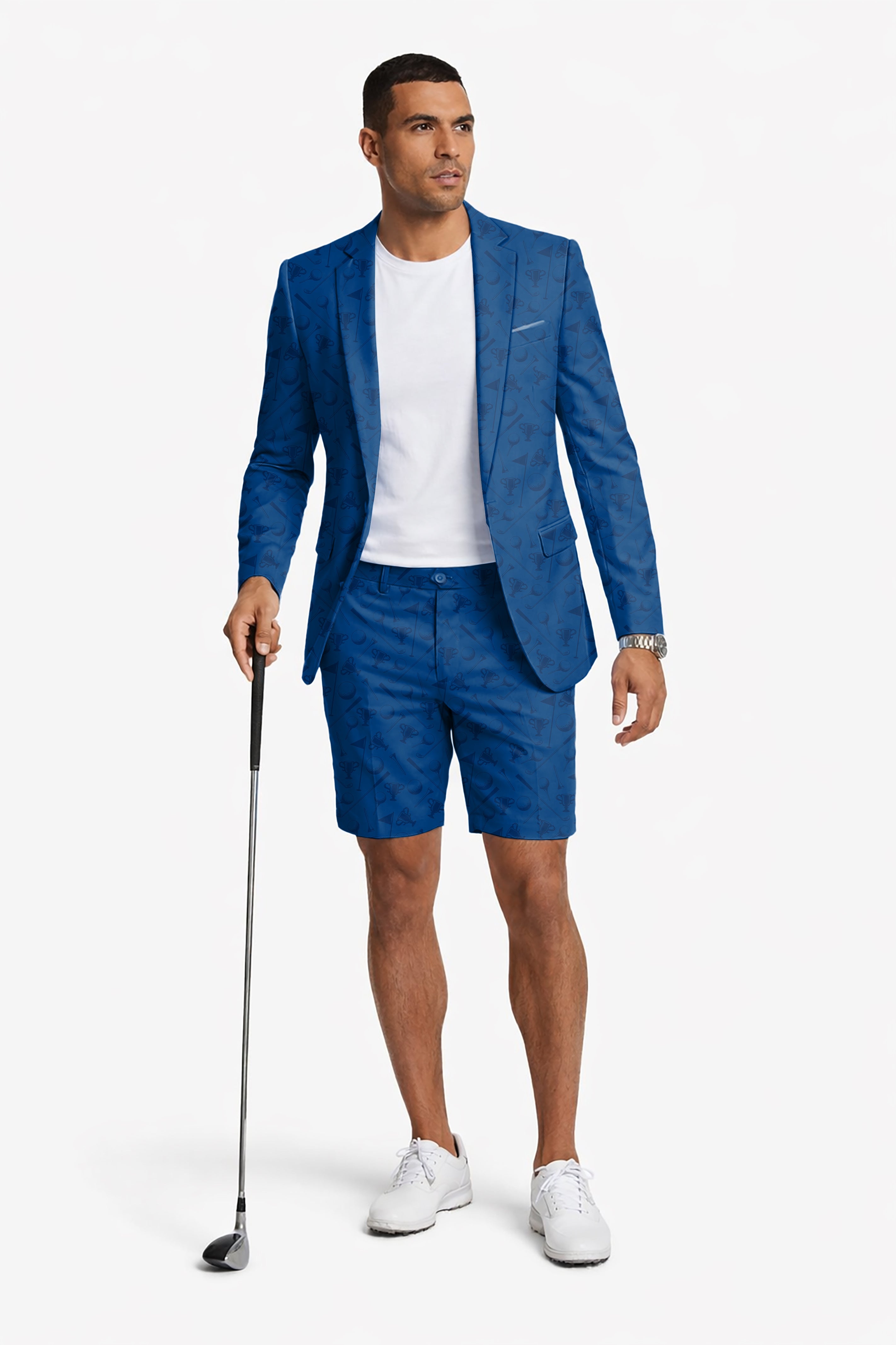 navy blue Men's Party Costumes-Theme Party 2pcs Suit set-Blazer Shorts