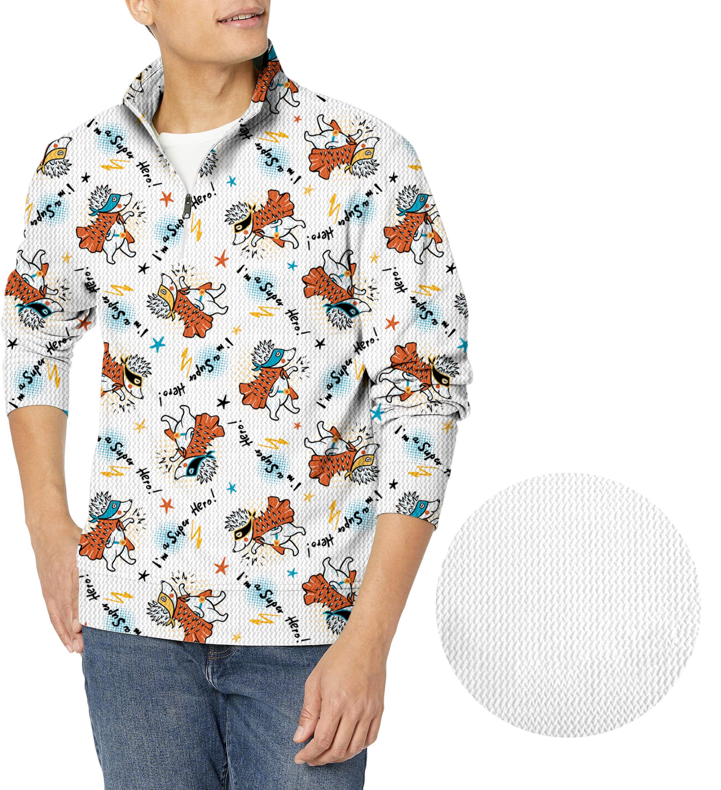 Handsome Hedgehog-Men's Golf Waffle Zipper Pullover