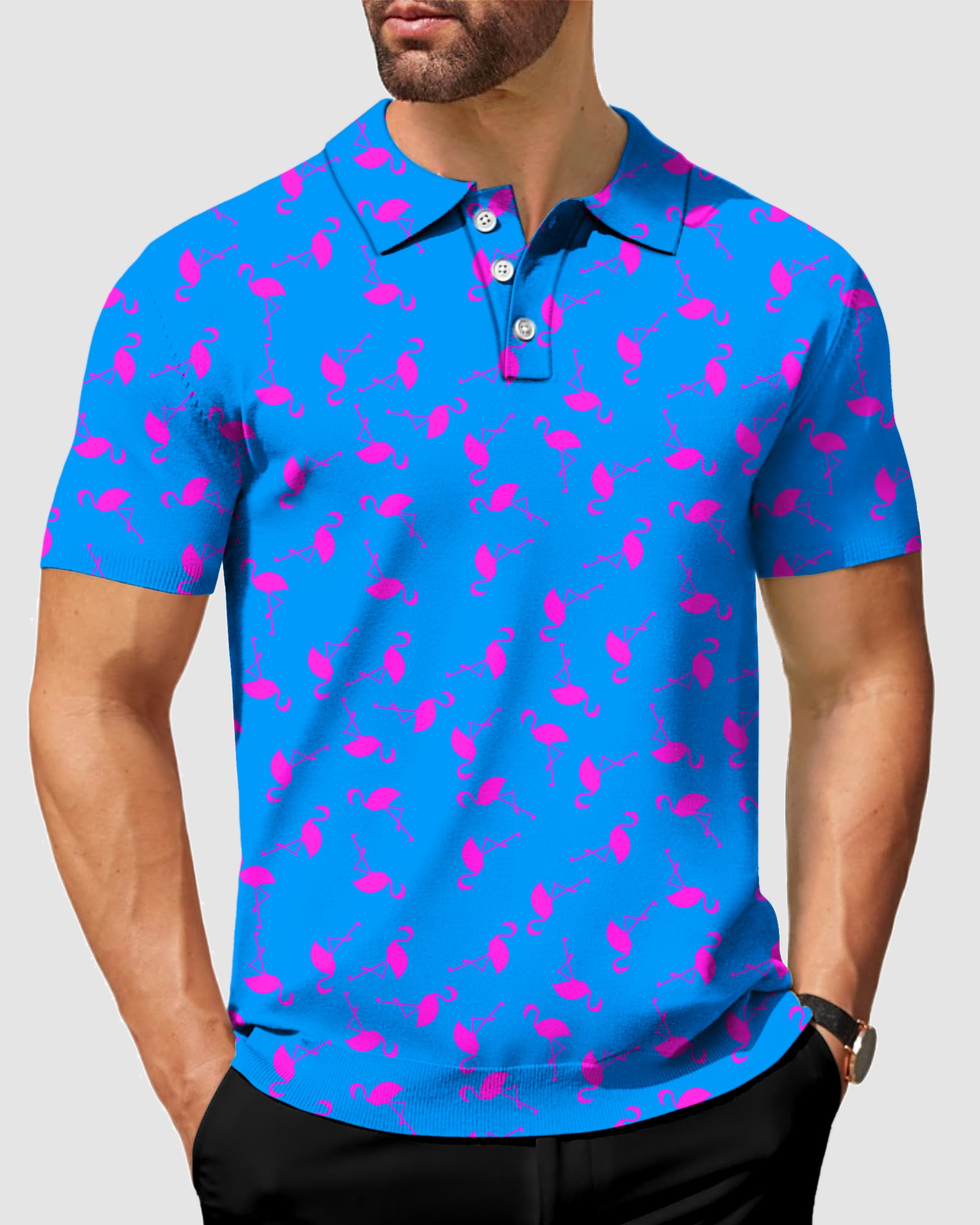 Men's Blue flamingo Polo