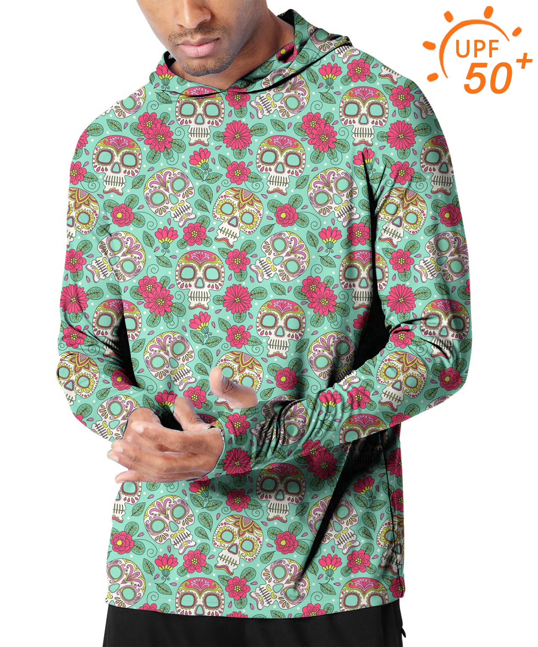 Men's Outdoor Skull and Rose Golf Sun Protection Slim Fit hoodies