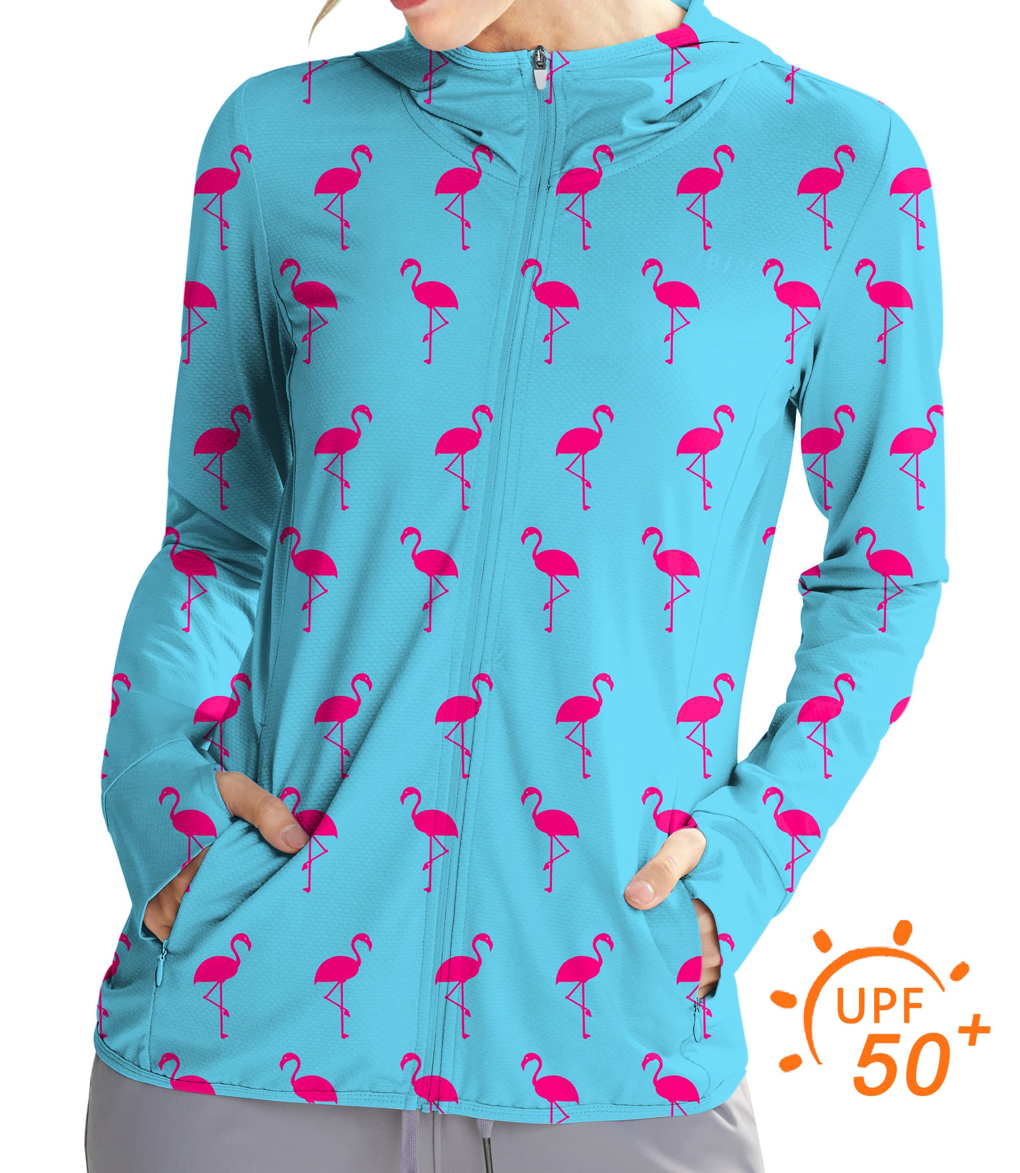 Women's Outdoor flamingo Golf Sun Protection Slim Fit zip hoodies