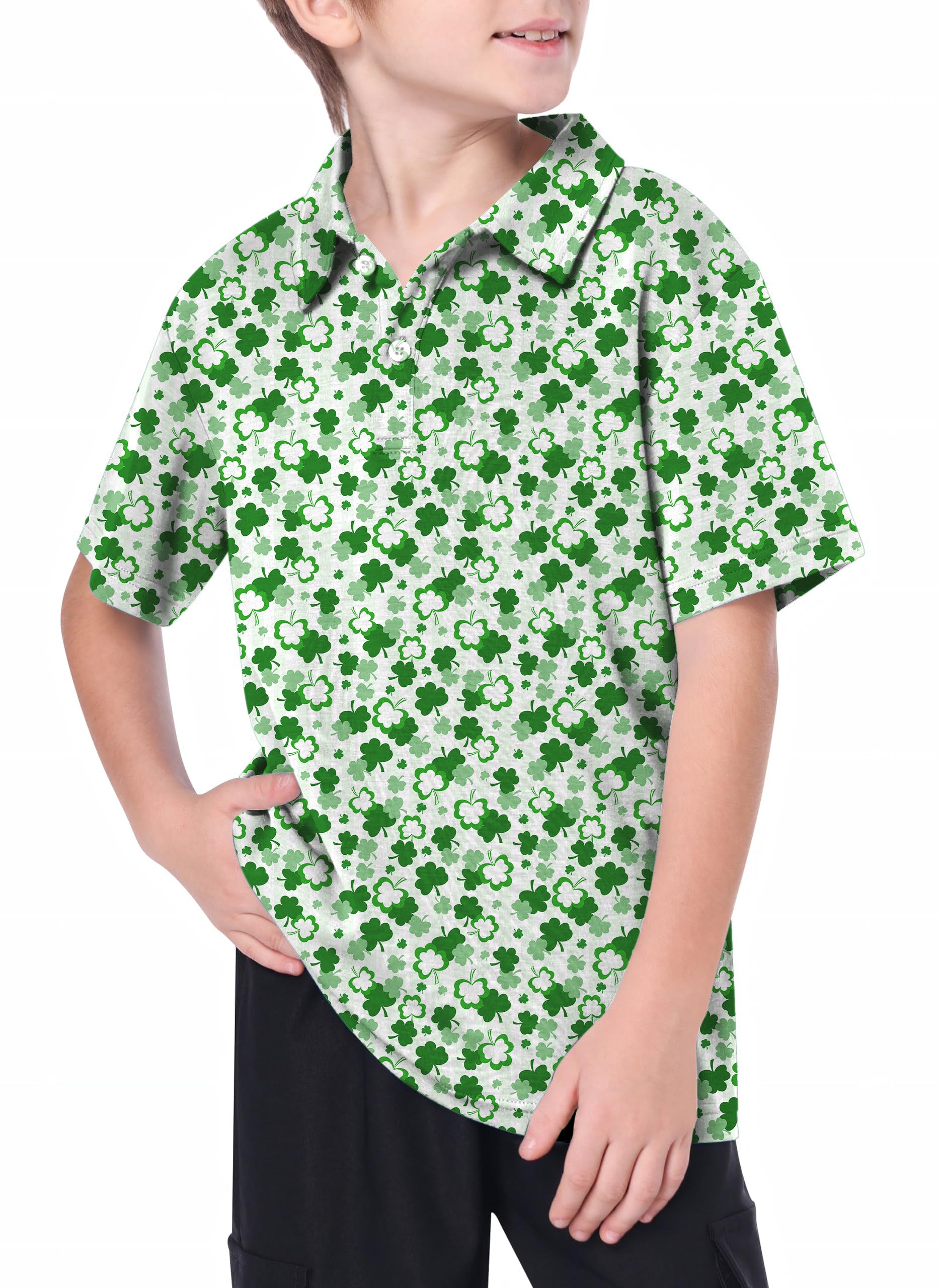 Youth Leaf clover St. Patrick's Day Golf Polo