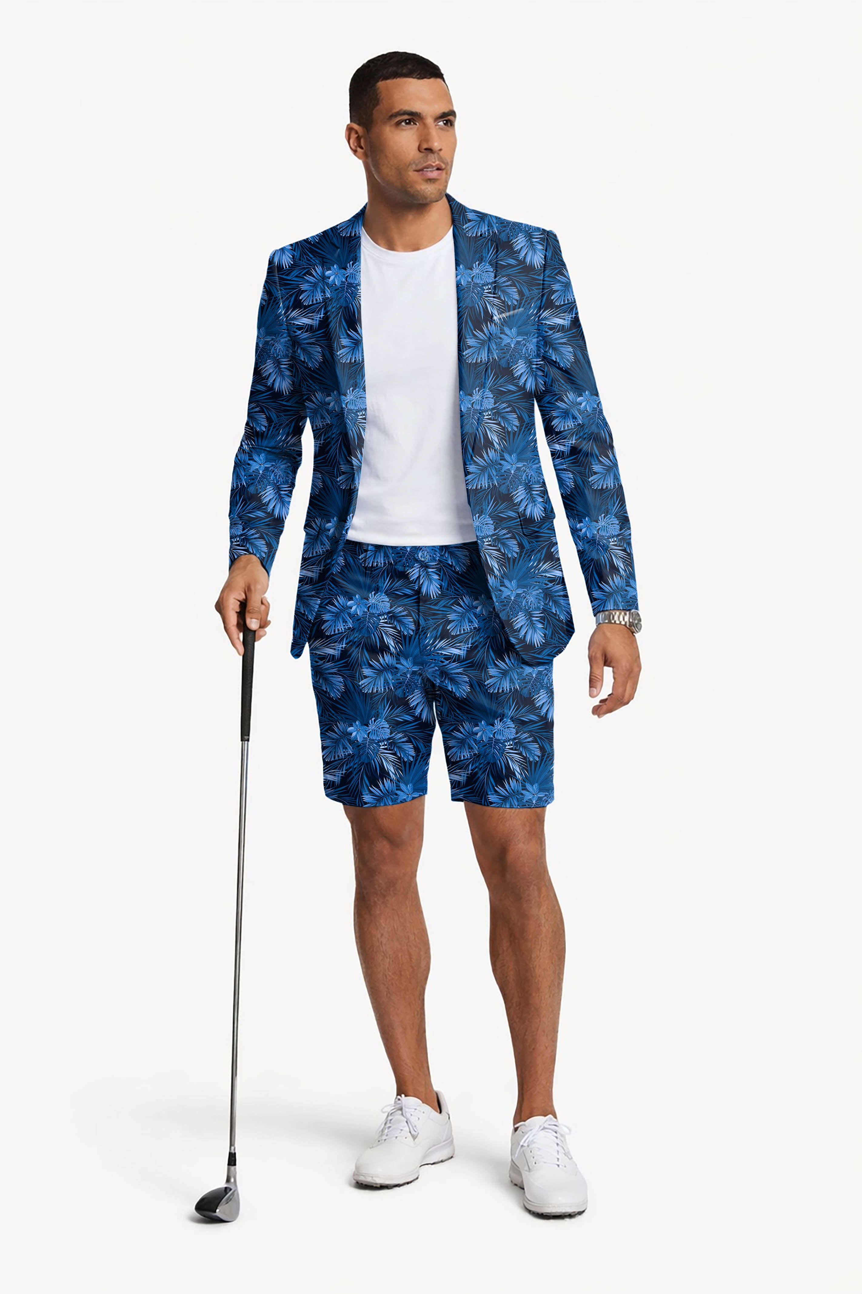 Blue Leaf Men's Party Costumes-Theme Party 2pcs Suit set-Blazer Shorts