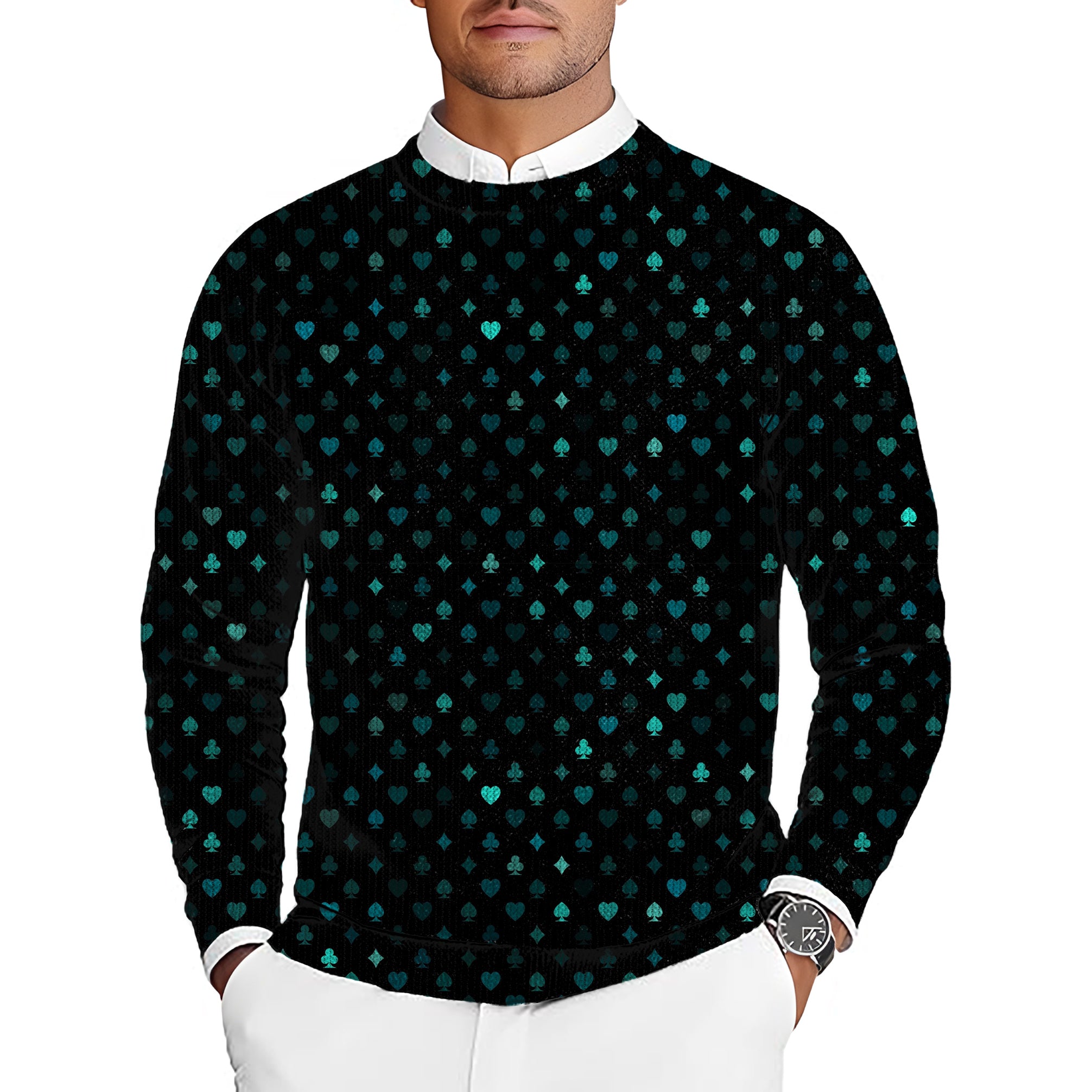 Suited Up Men's Golf Crewneck Pullover Sweaters Ugly Sweater